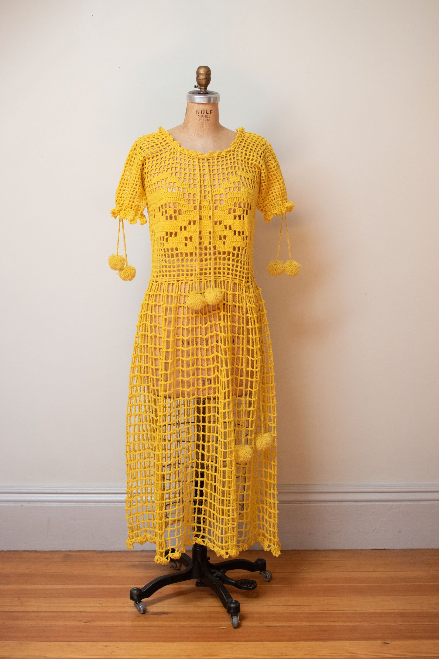 1920s Saffron Crochet Dress