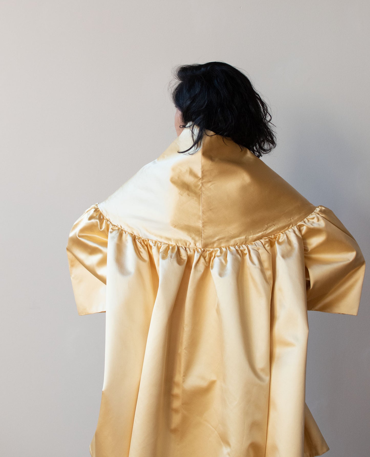 1990s Cream Silk Evening Coat