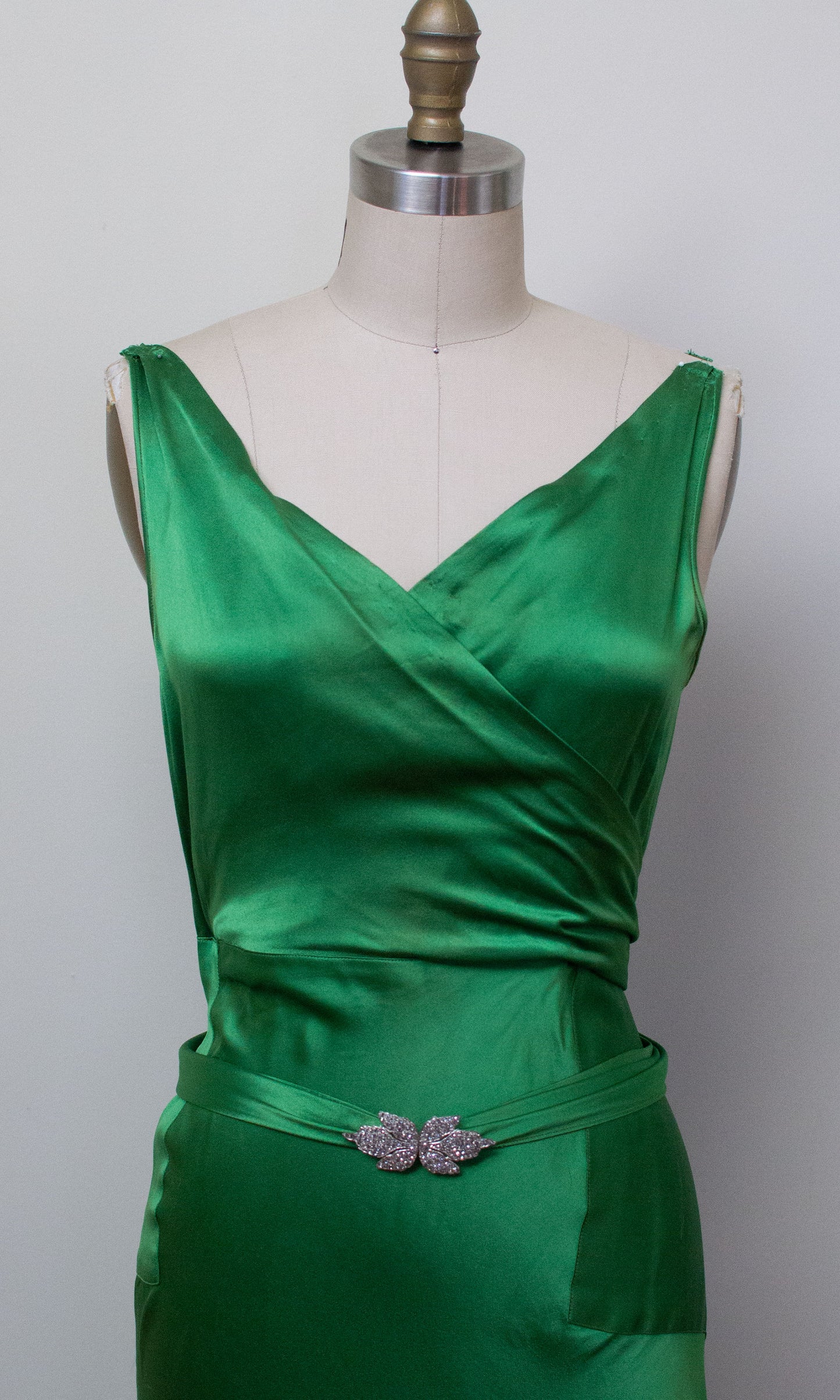 1930s Emerald Green Silk Gown | AS IS