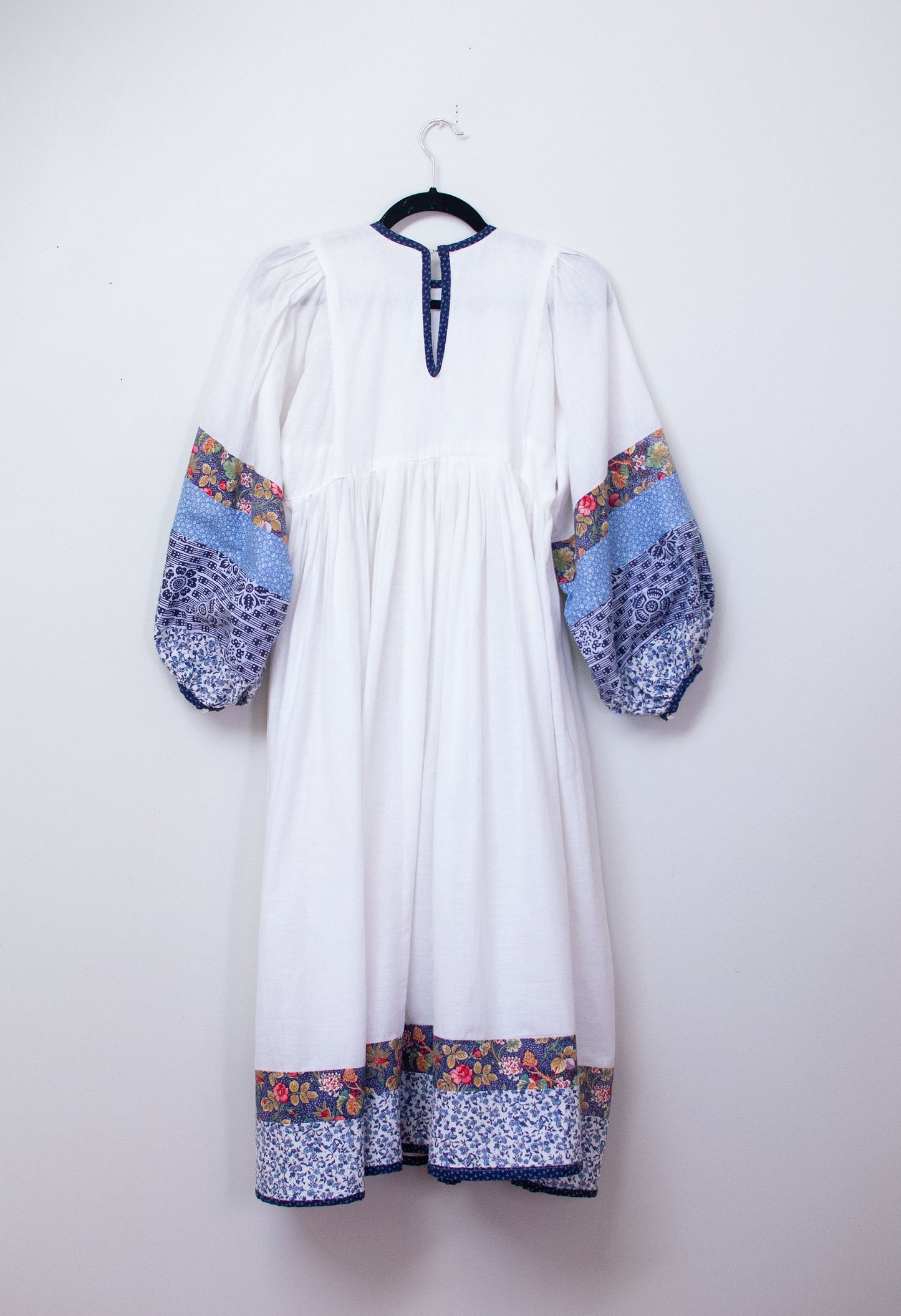 1980s Balloon Sleeve Quilted Dress