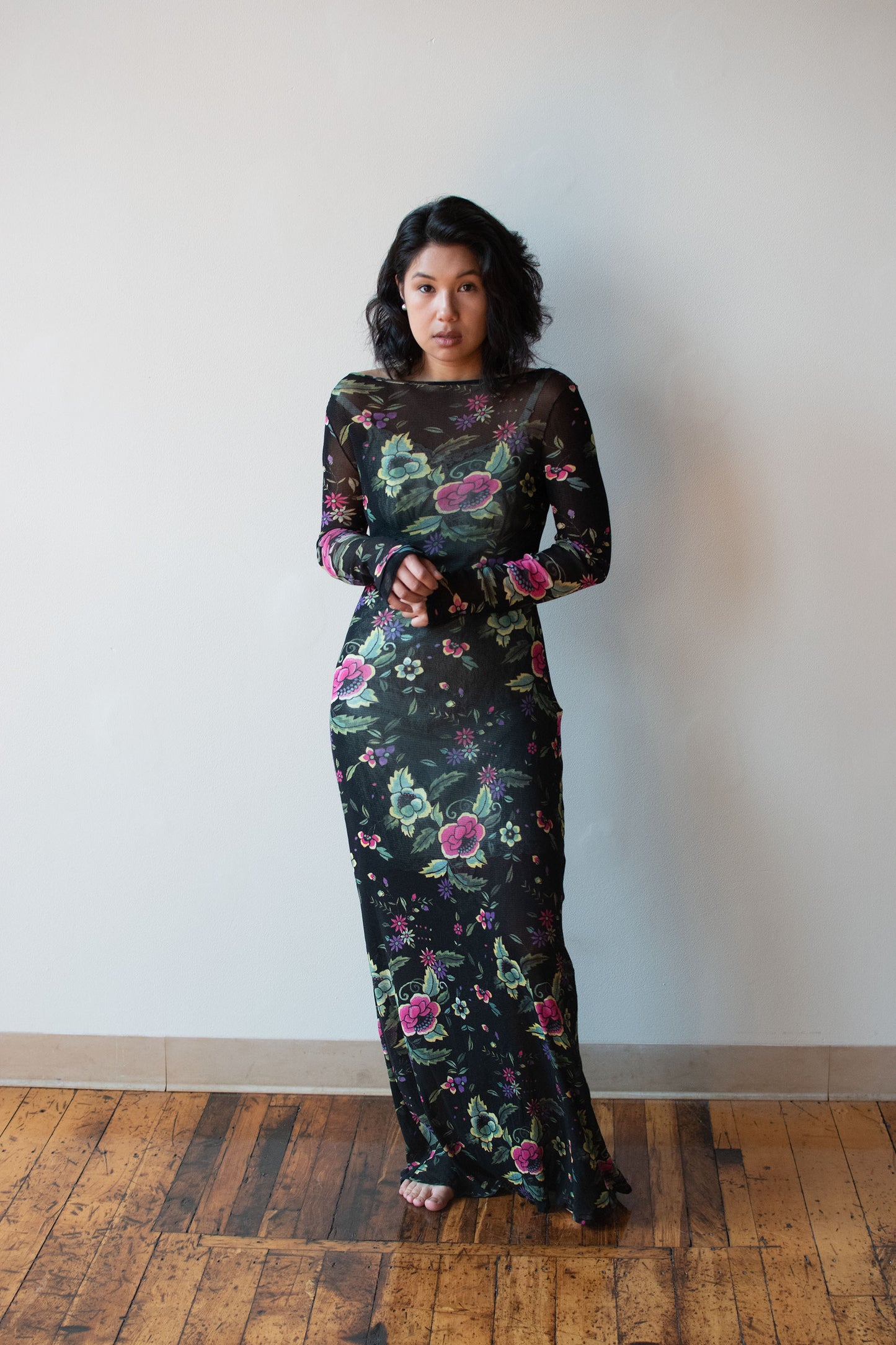 Floral Print Mesh Dress | Cache Vivienne Tam