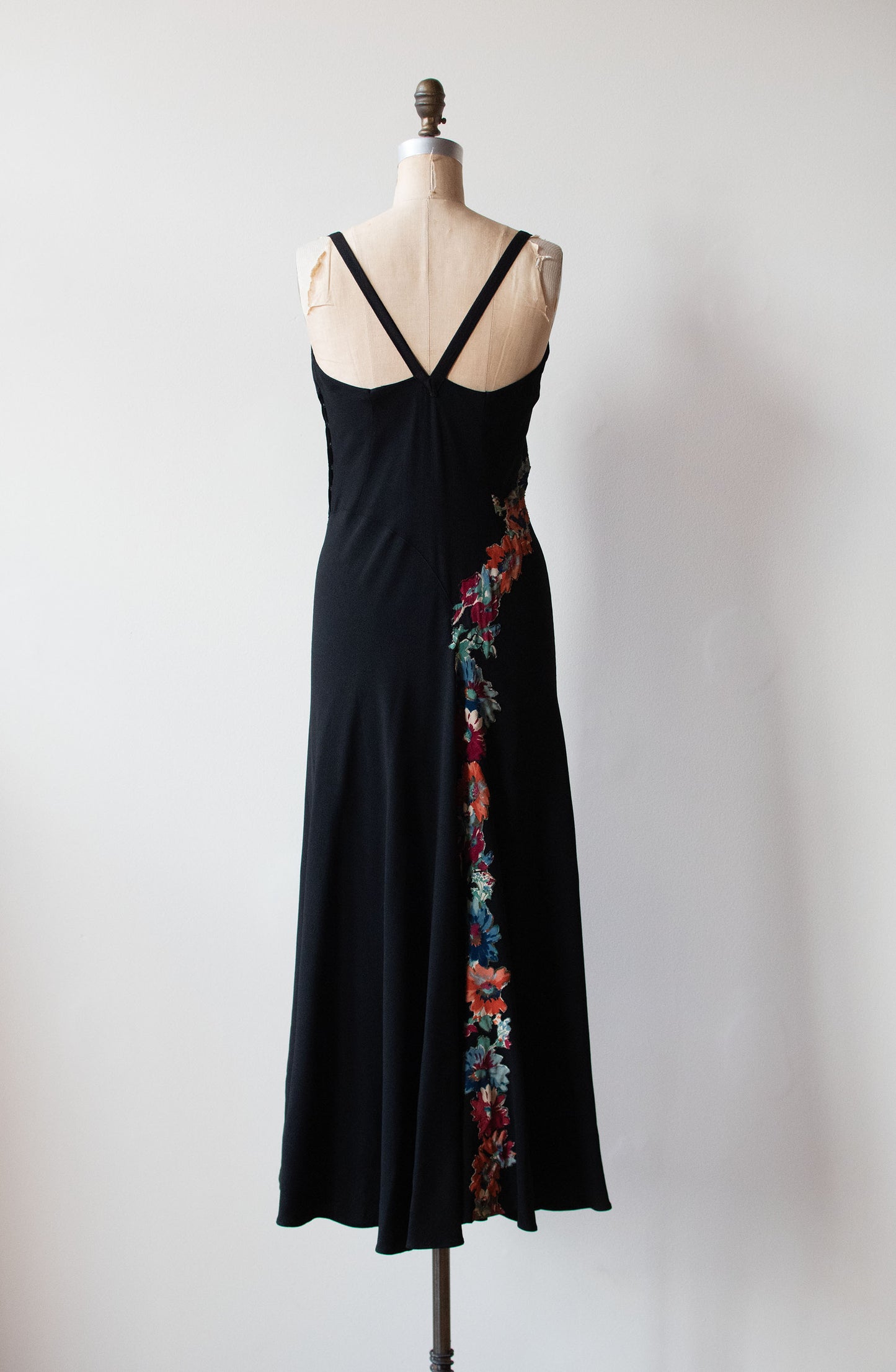 1930s Black Applique Dress