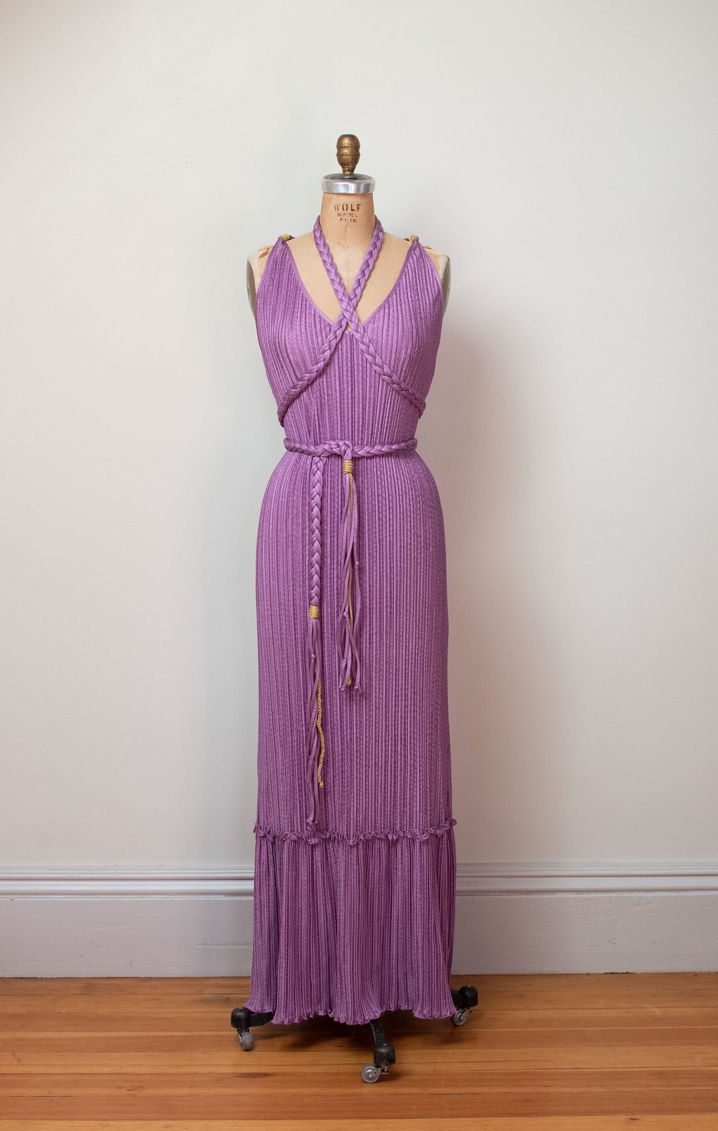 1980s Lilac dress w/ Braided Belt | Mary Mcfadden