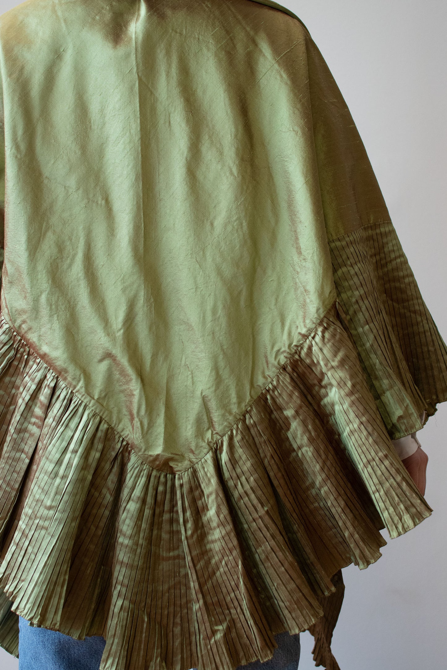 1990s Iridescent Green Silk Wrap | Mary Ann Restivo