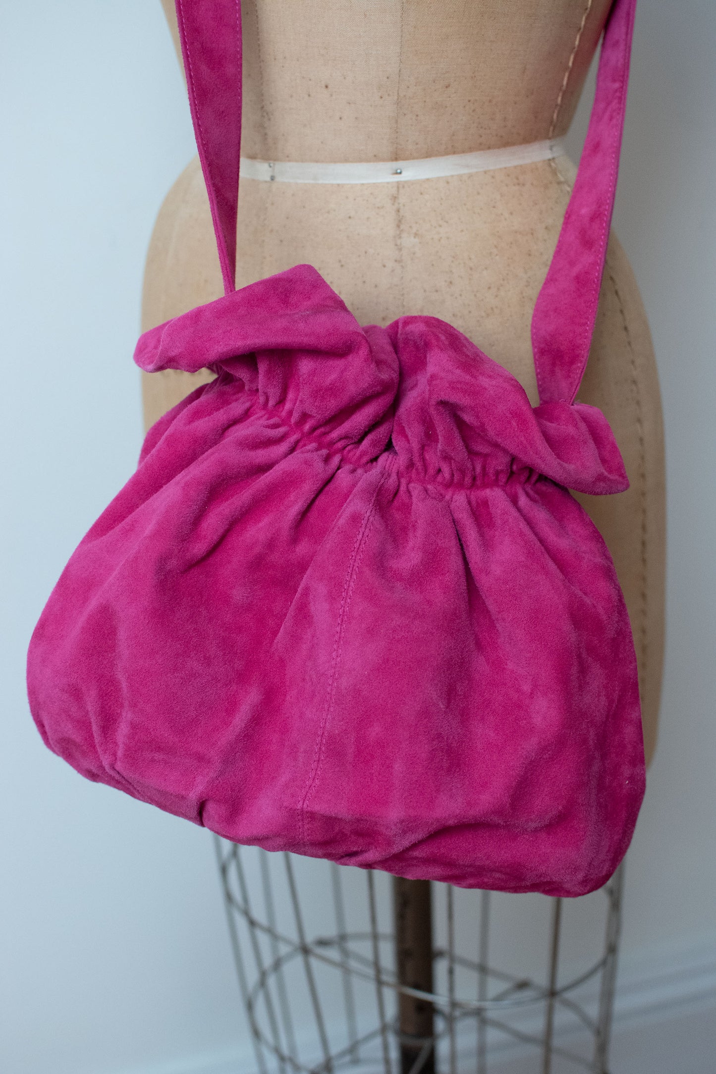 1990s Fuchsia Suede Purse | Donna Karan