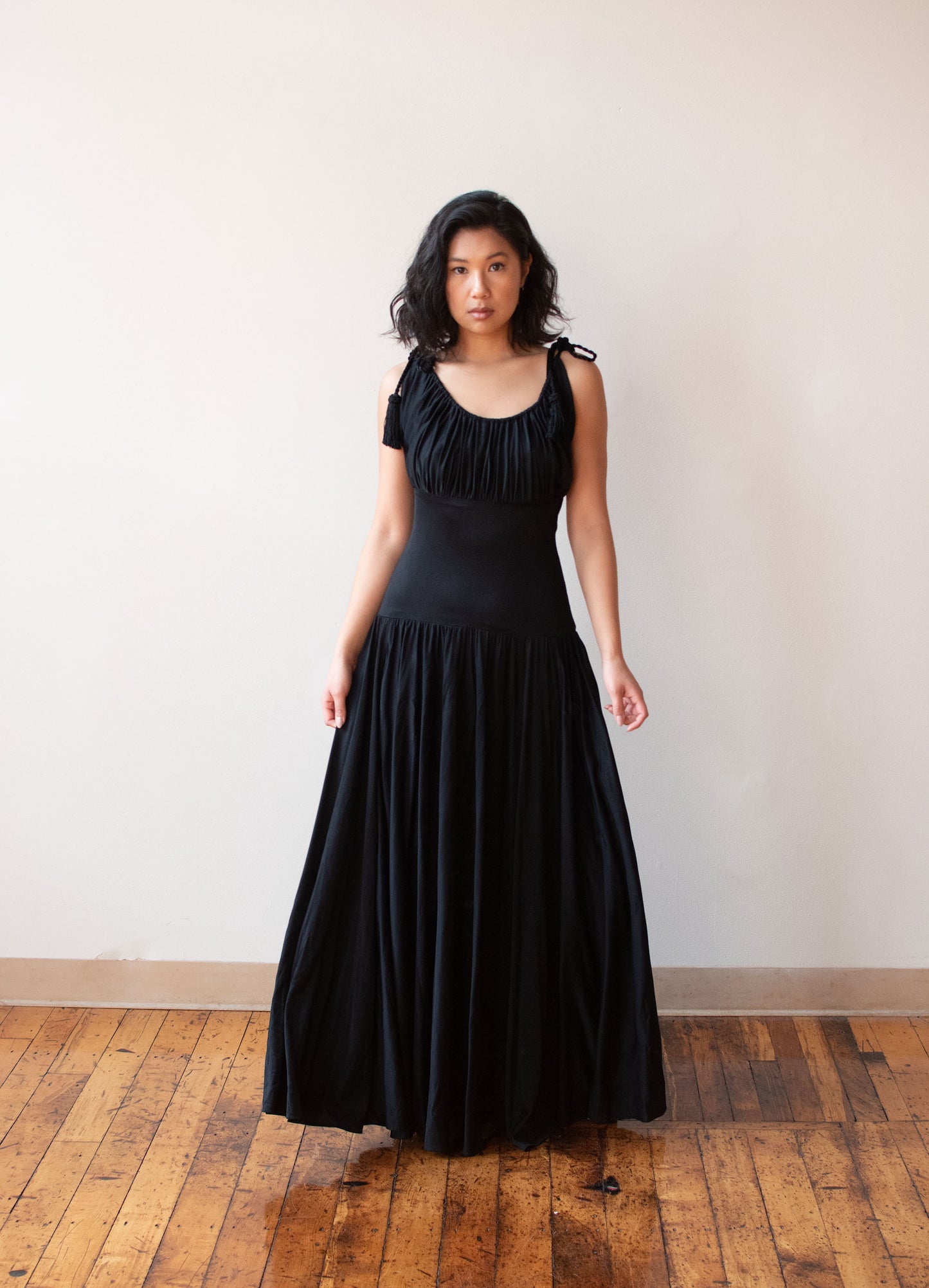 1940s Black Jersey Dress