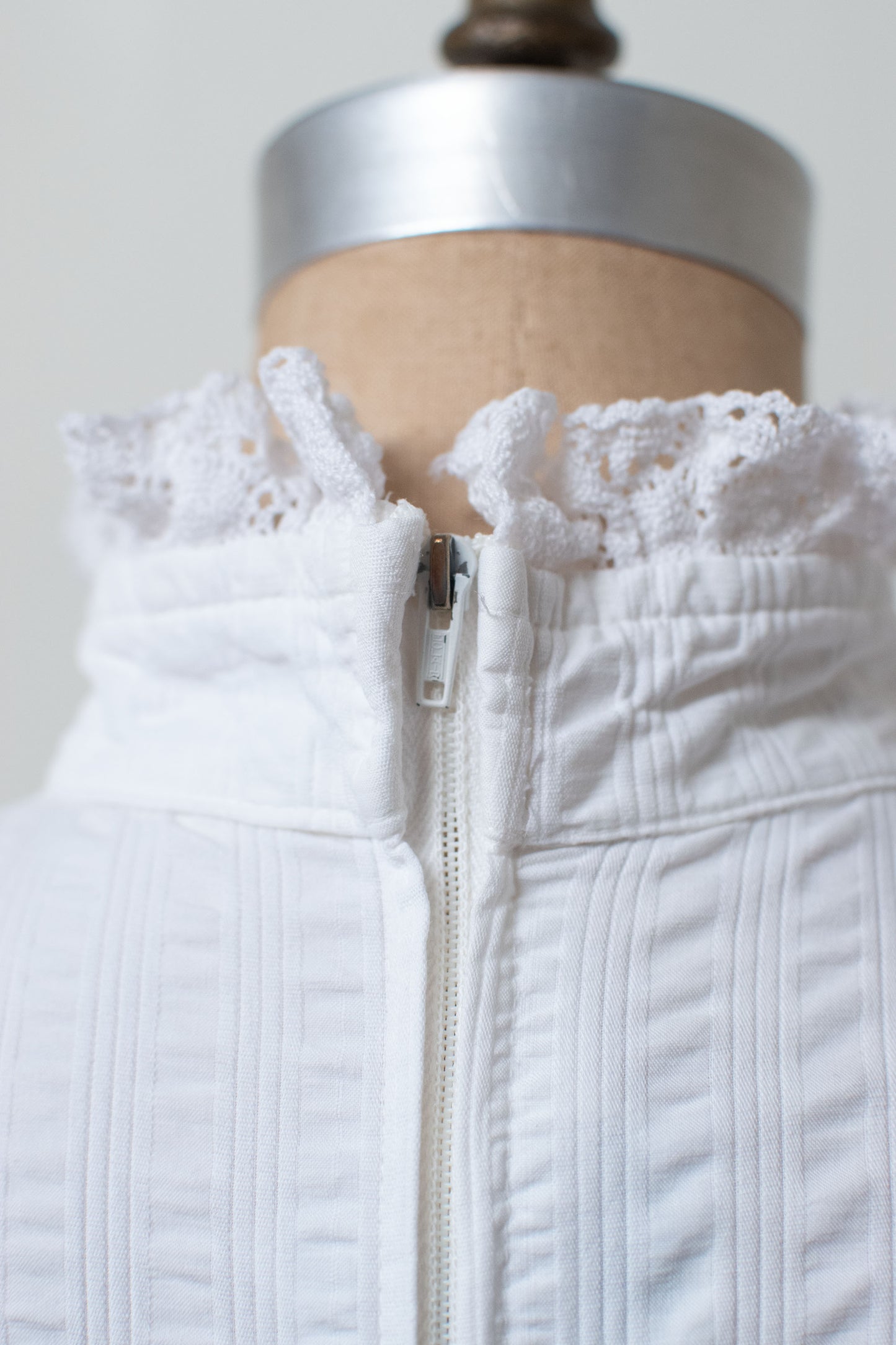 1970s White Cotton Dress | Laura Ashely