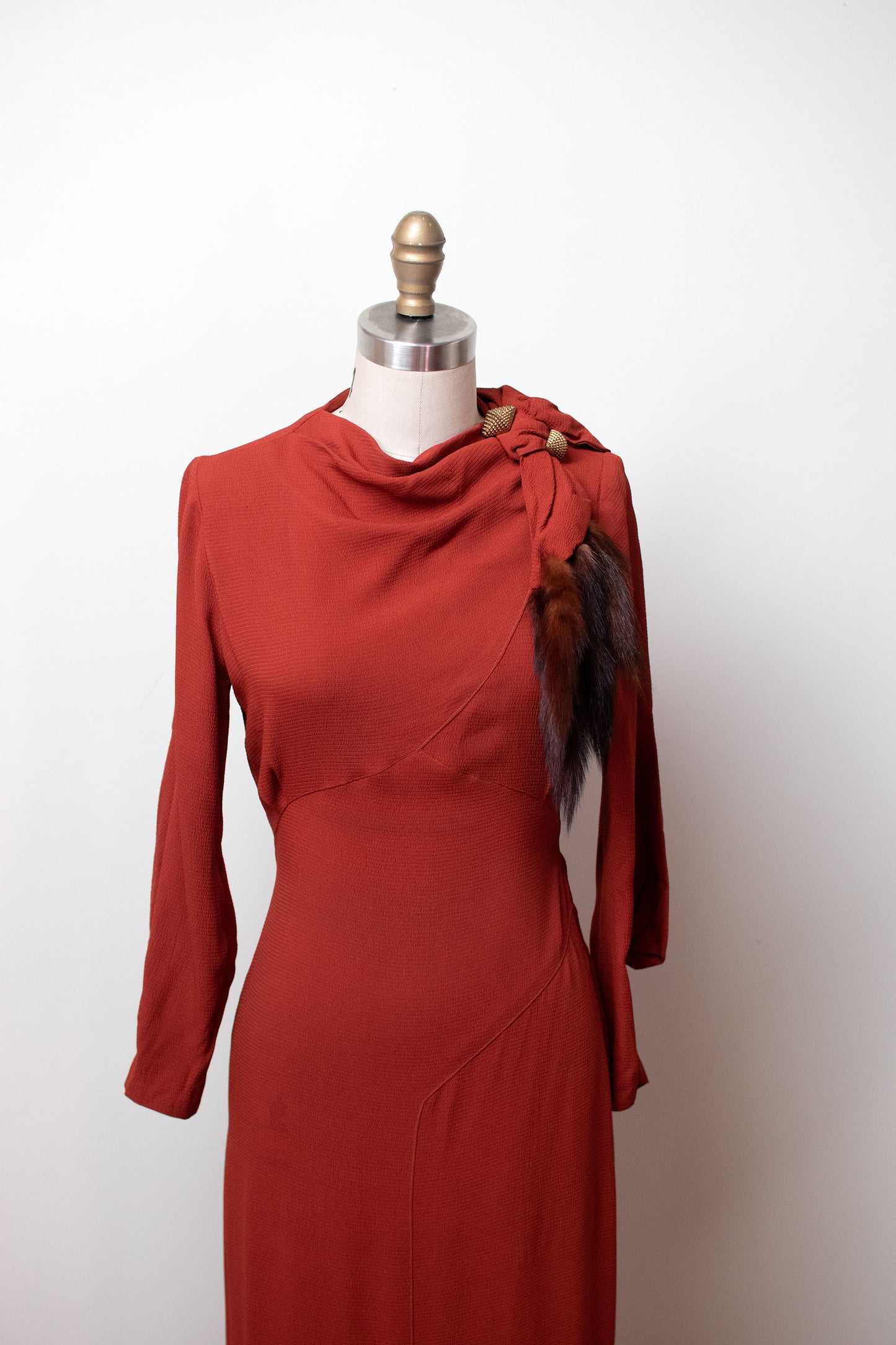 1930s Rust Crepe Dress