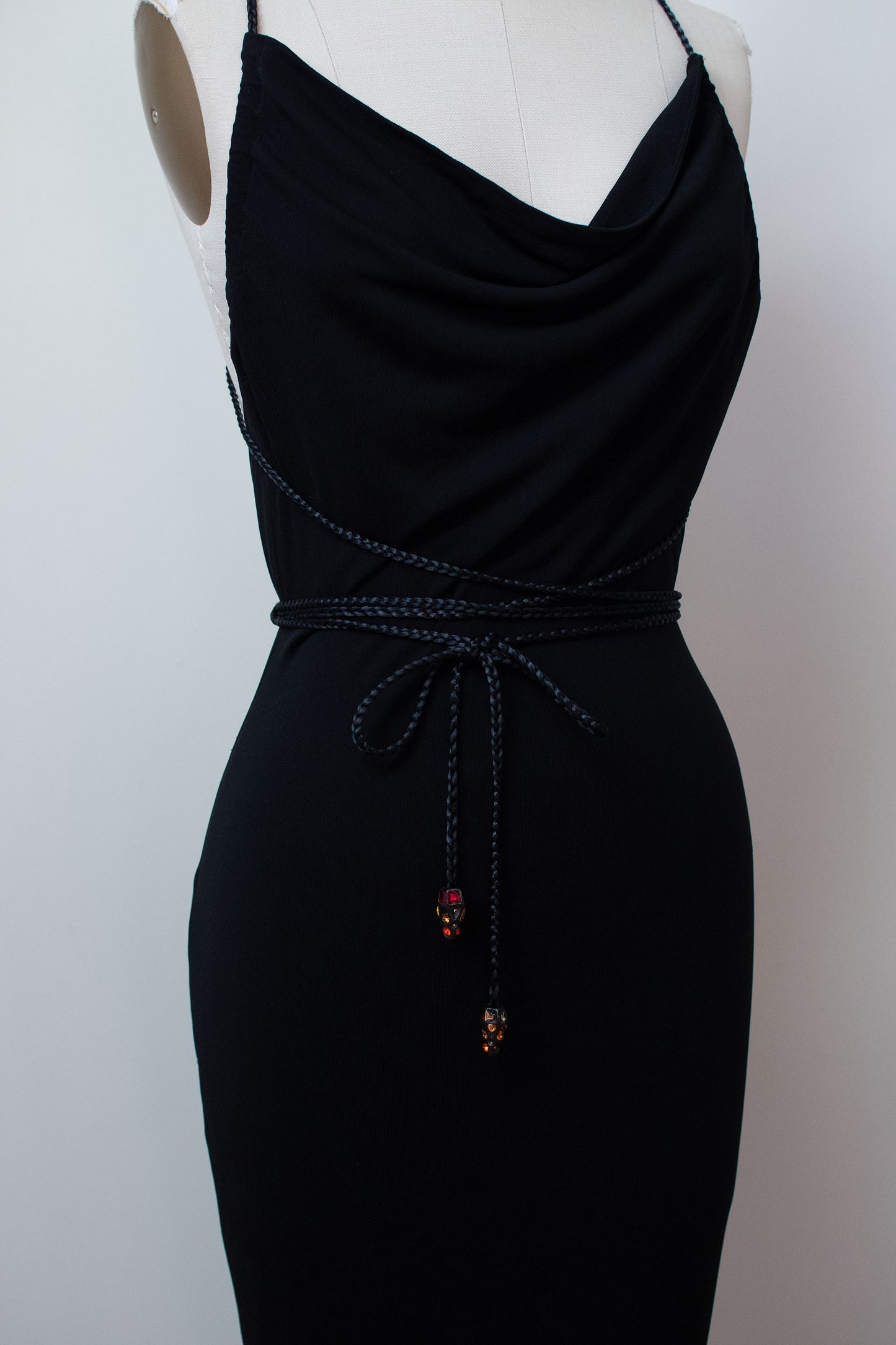 1990s Black Braided Strap Dress | Todd Oldham