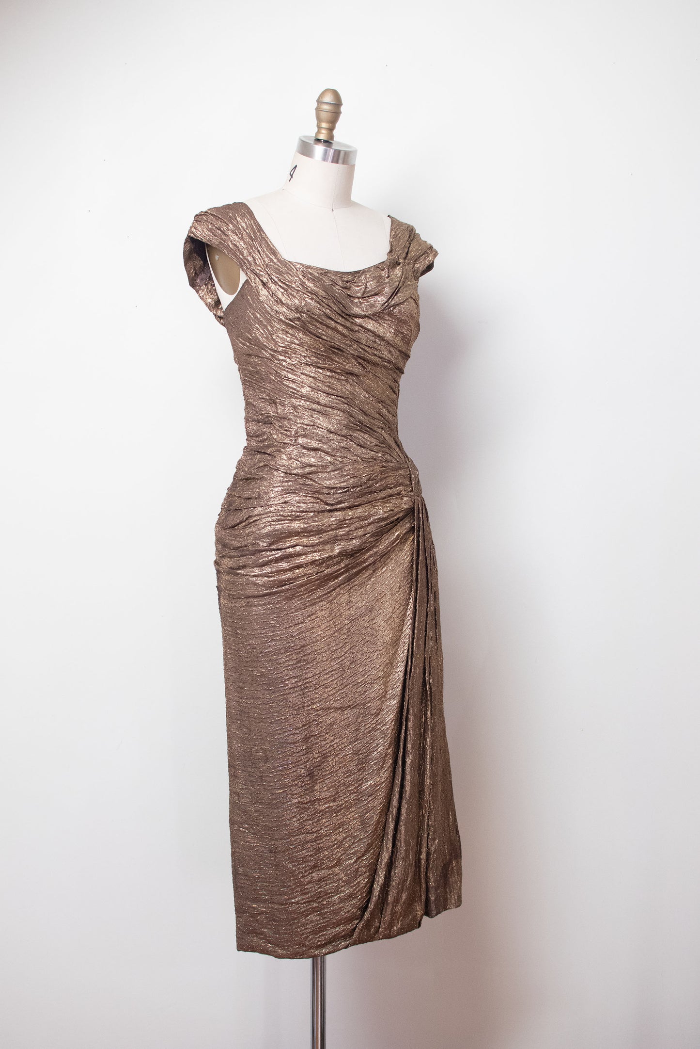 1950s Bronze Lamé Dress | Ceil Chapman