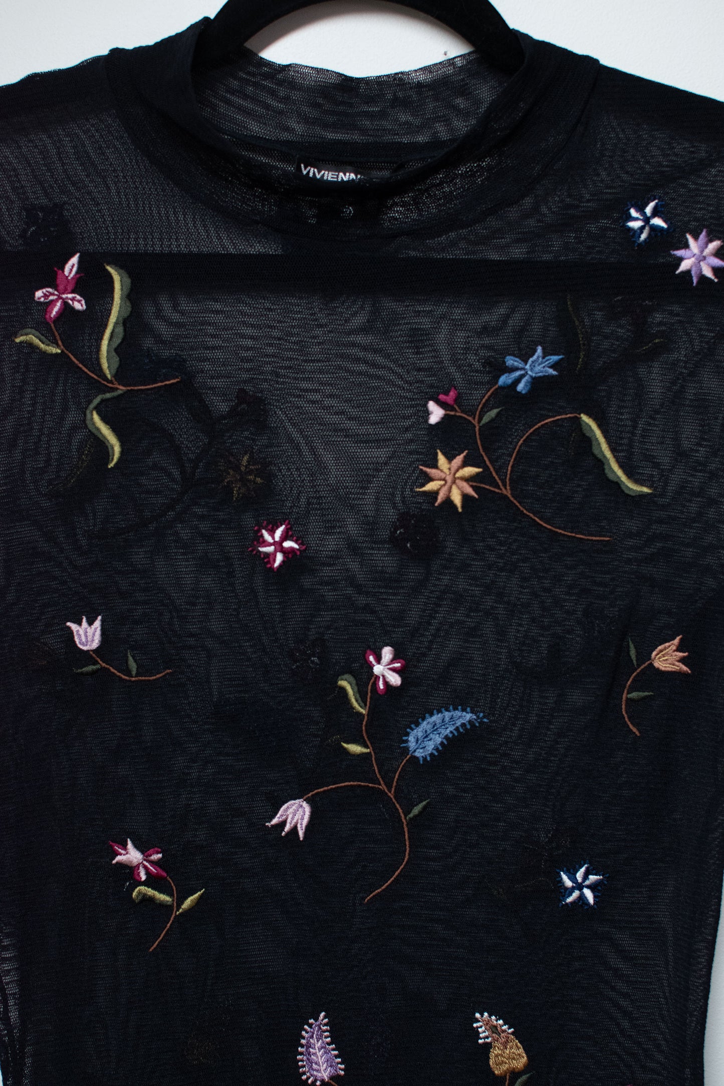 1990s Embroidered Mesh Top | Vivienne Tam