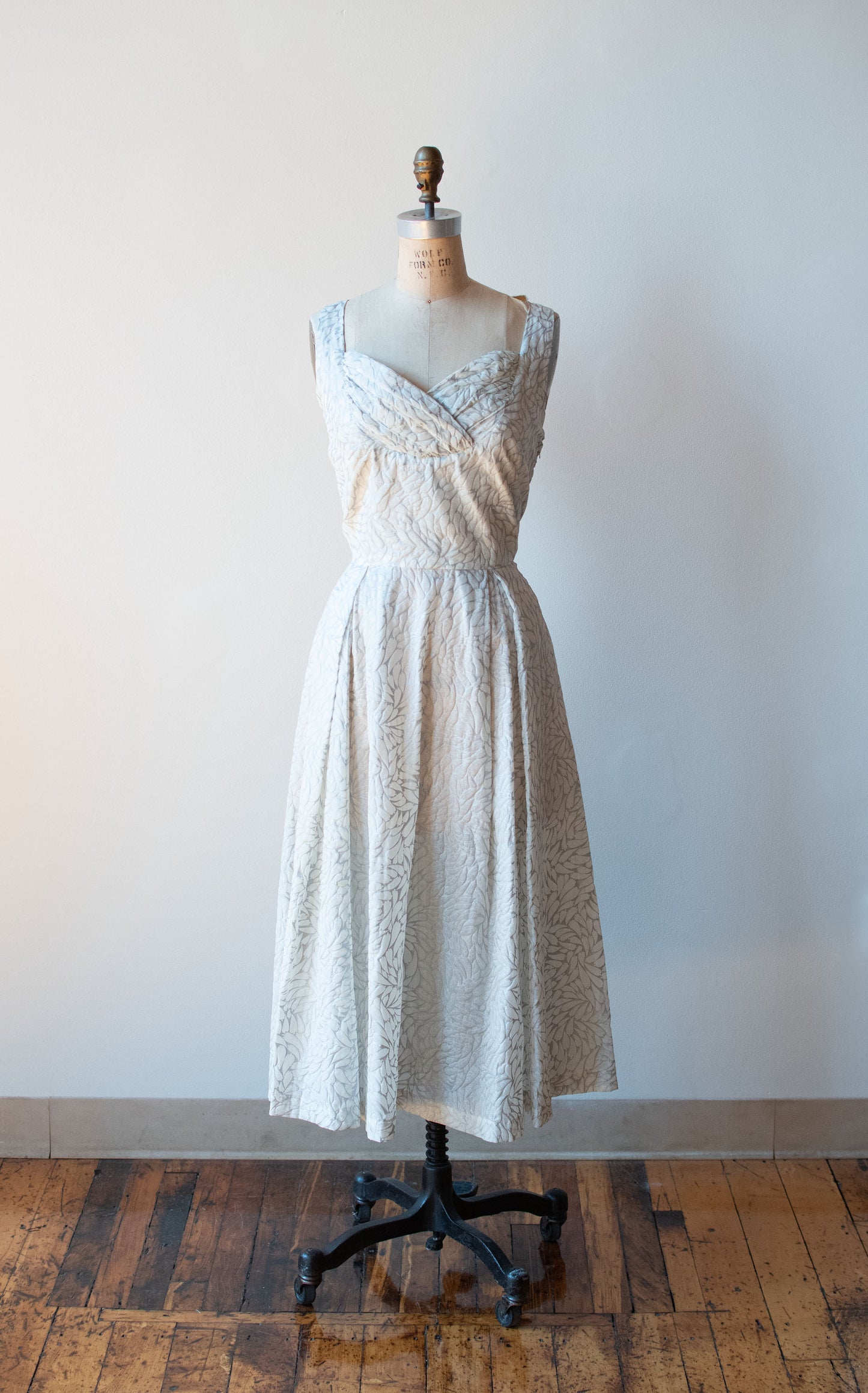 1950s Embossed Leaf Dress