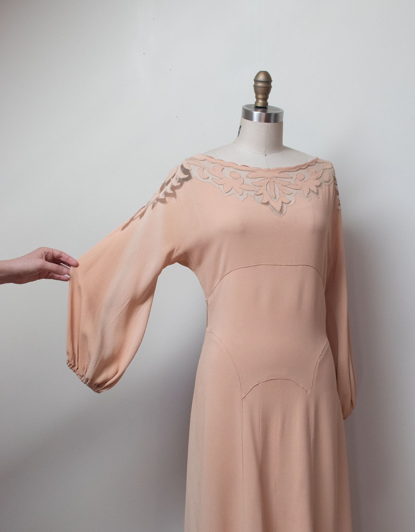 1930s Blush Crepe Dress