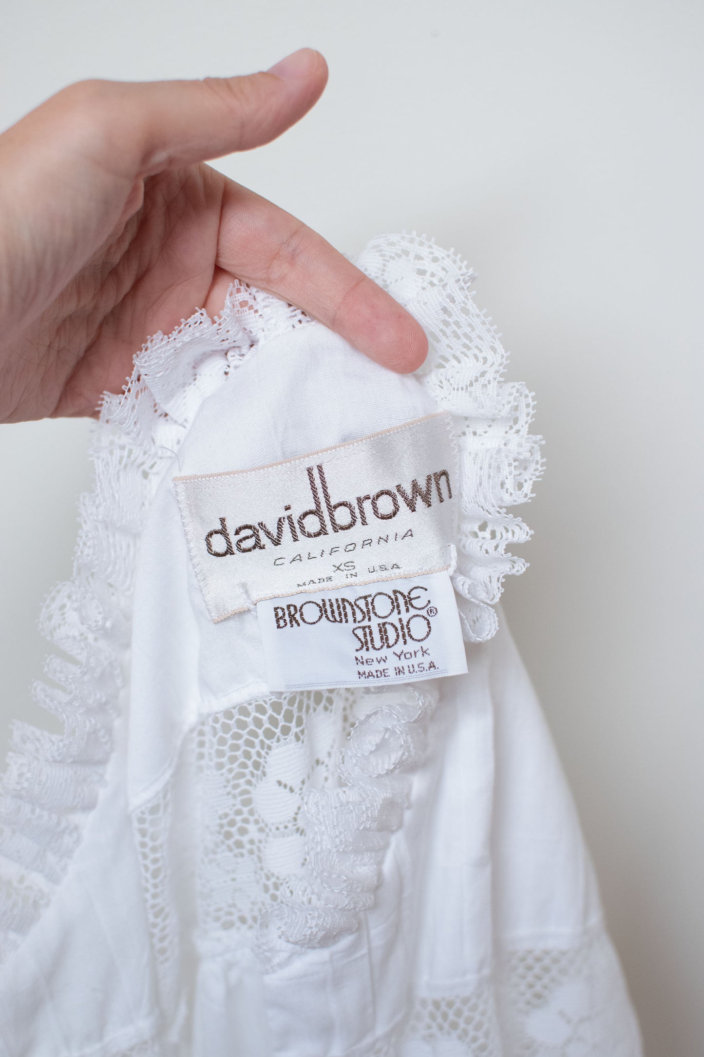 1980s Lace Trim Lounge Dress | David Brown