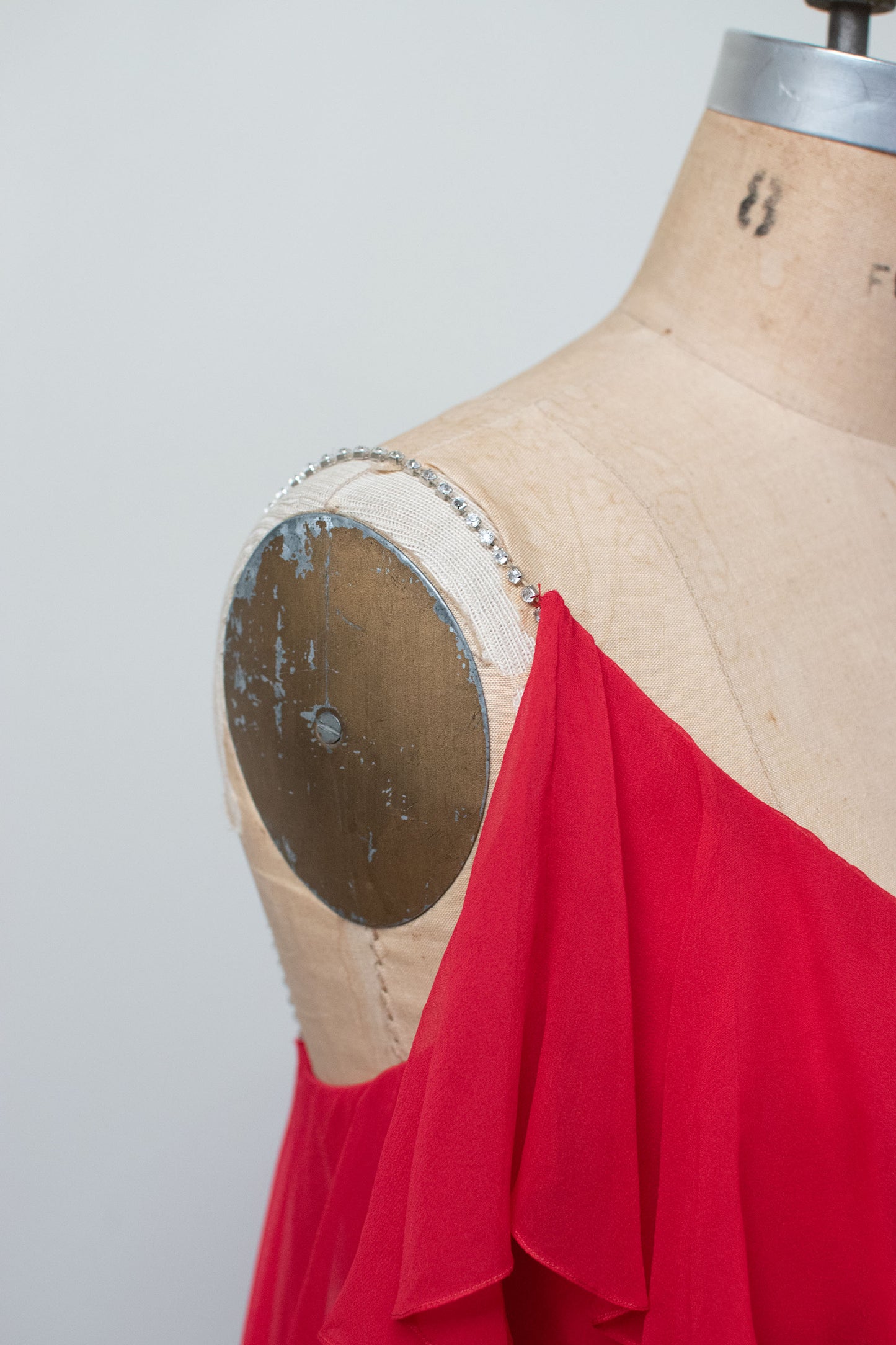 1970s Red Chiffon Dress | Pauline Trigere