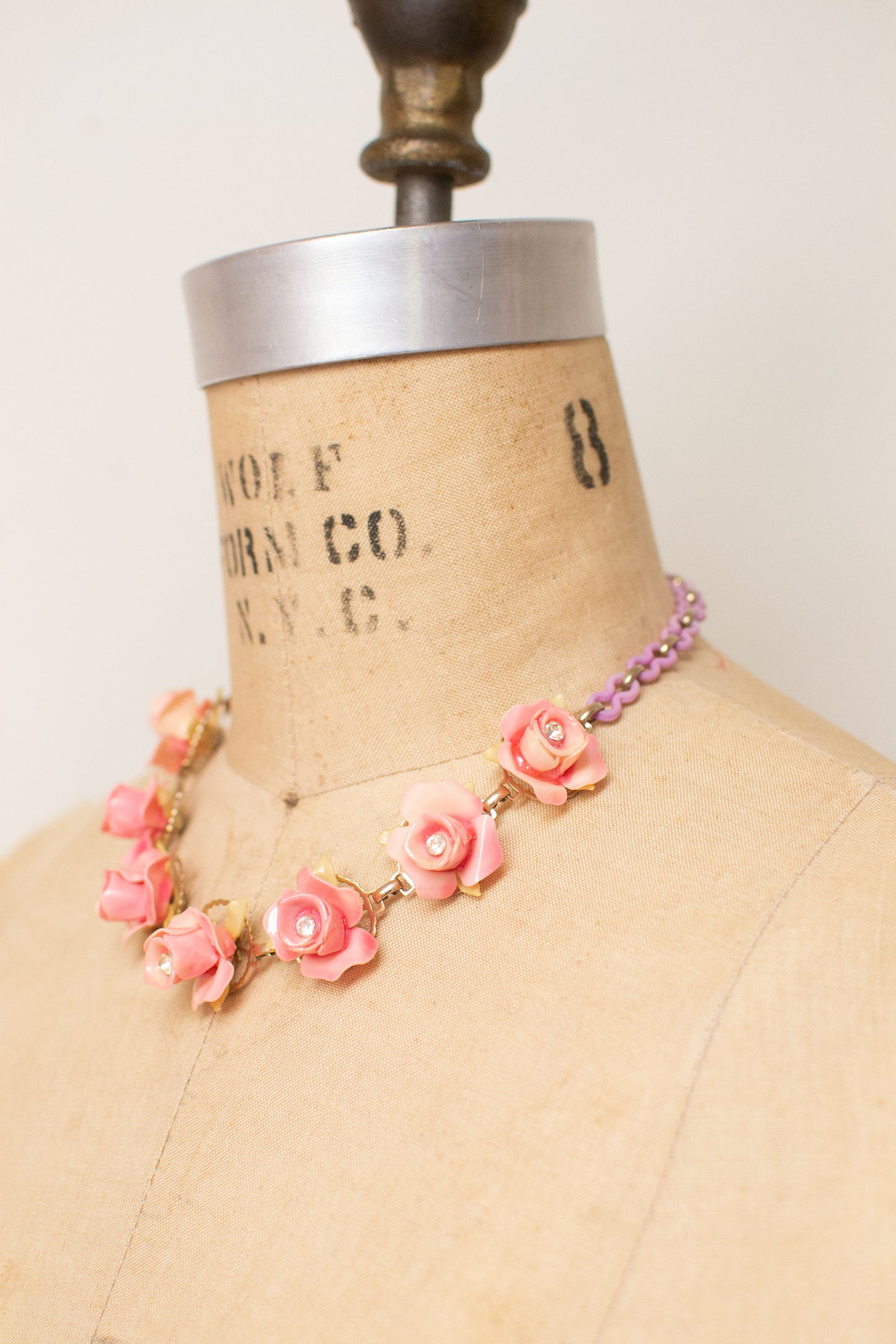 1950s Pink Rosebud Choker & Earrings Set
