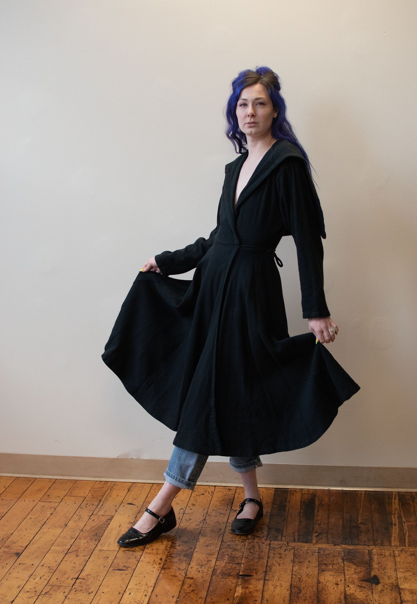 1980s Black Sweatshirt Coat / Dress | Norma Kamali