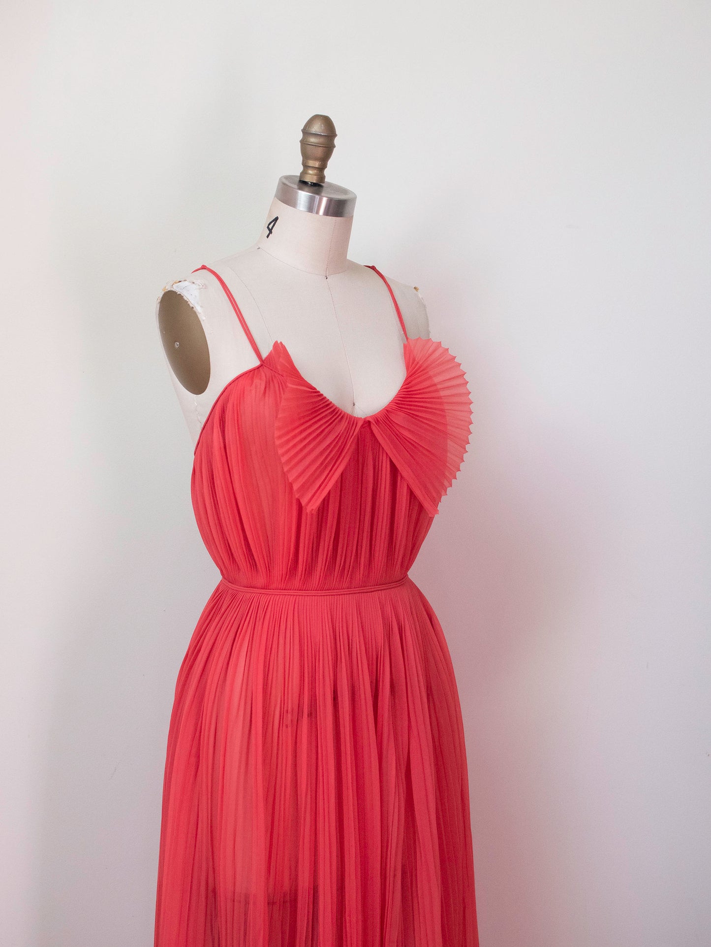 1960s Coral Pleated Nightgown