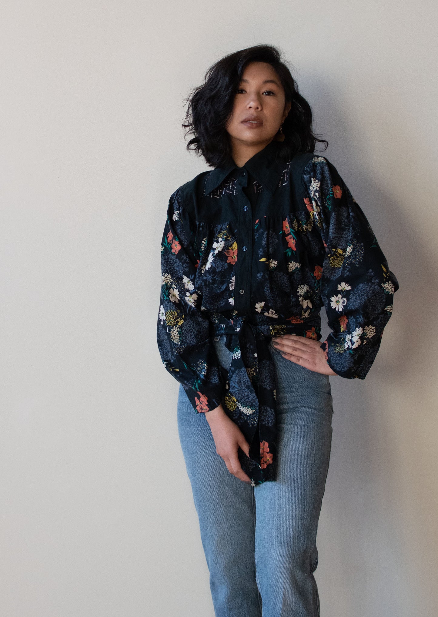 Dark Floral Print Blouse | Koos van den Akker