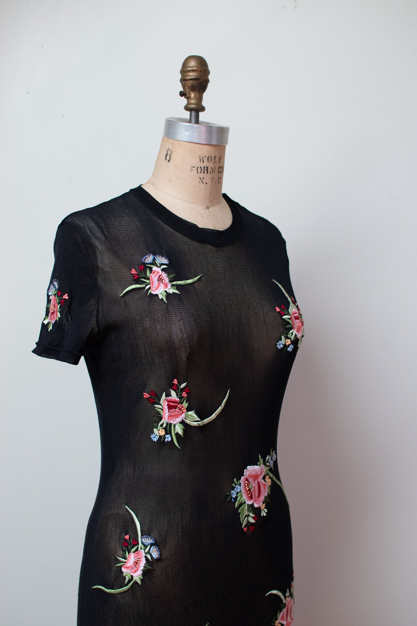 1990s Mesh Embroidered Dress |  Vivienne Tam