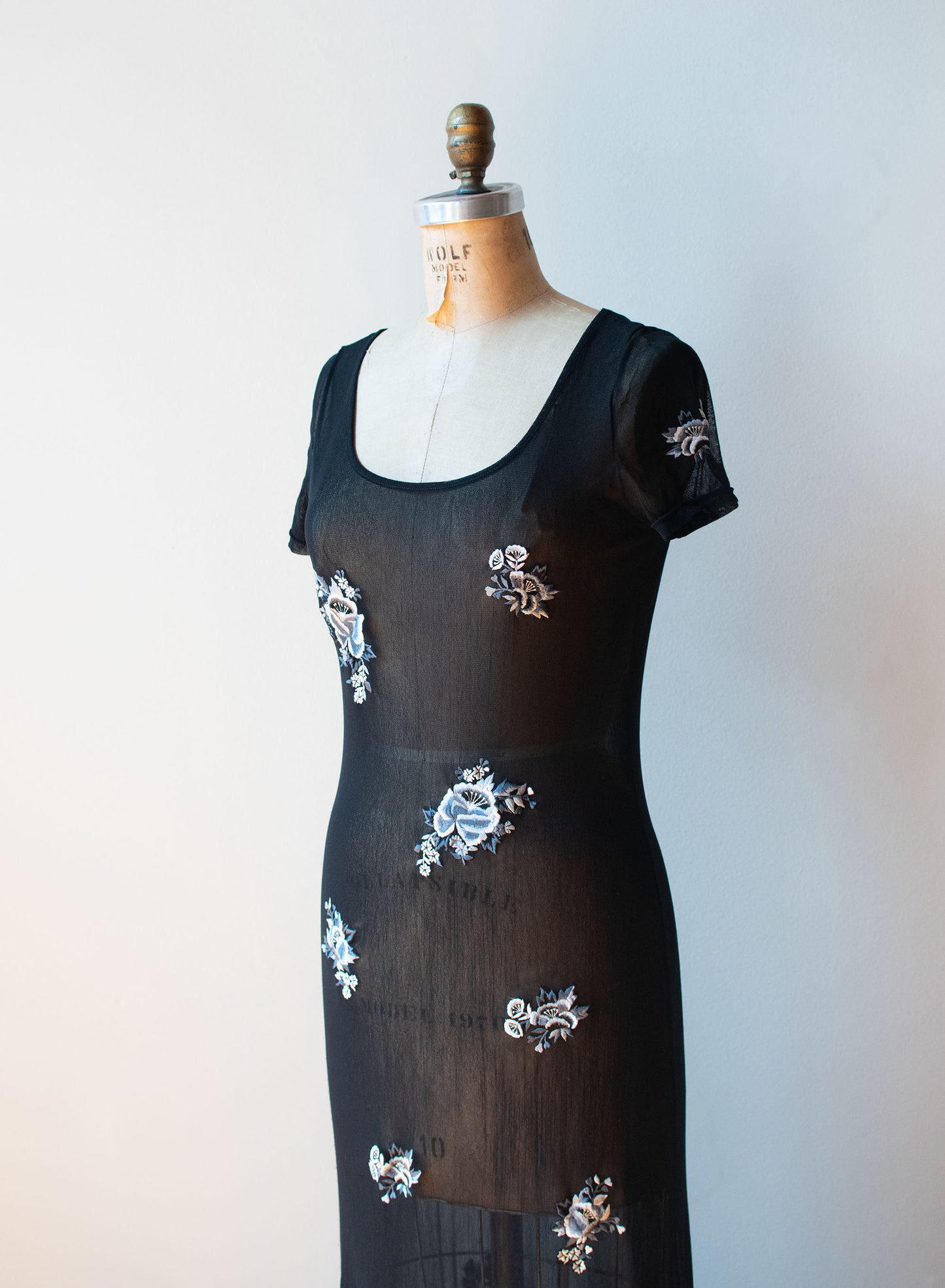 1990s Embroidered Mesh Dress | Vivienne Tam