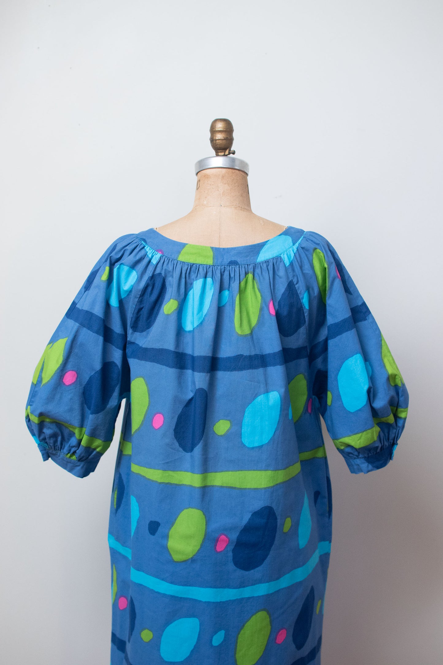 Blue Puff Sleeve Dress | Marimekko 1970s