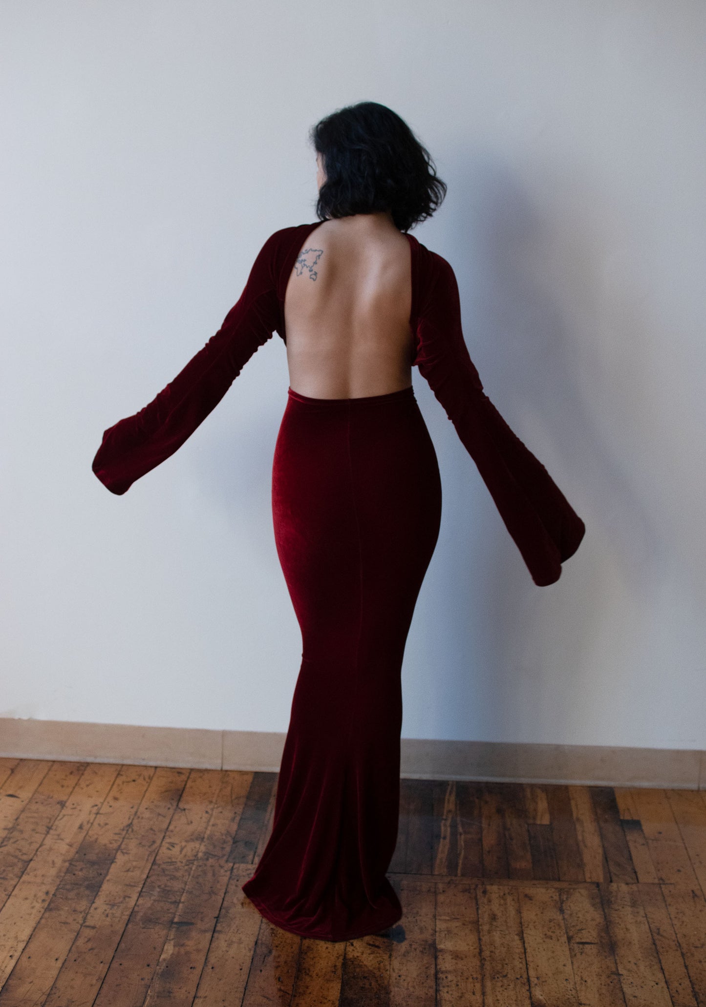 1990s Red Velvet Dress