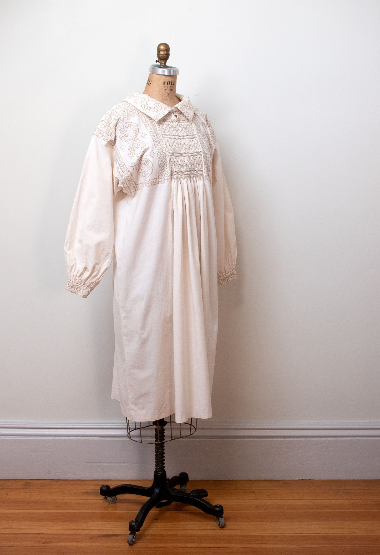 1970s Smocked Cotton Dress