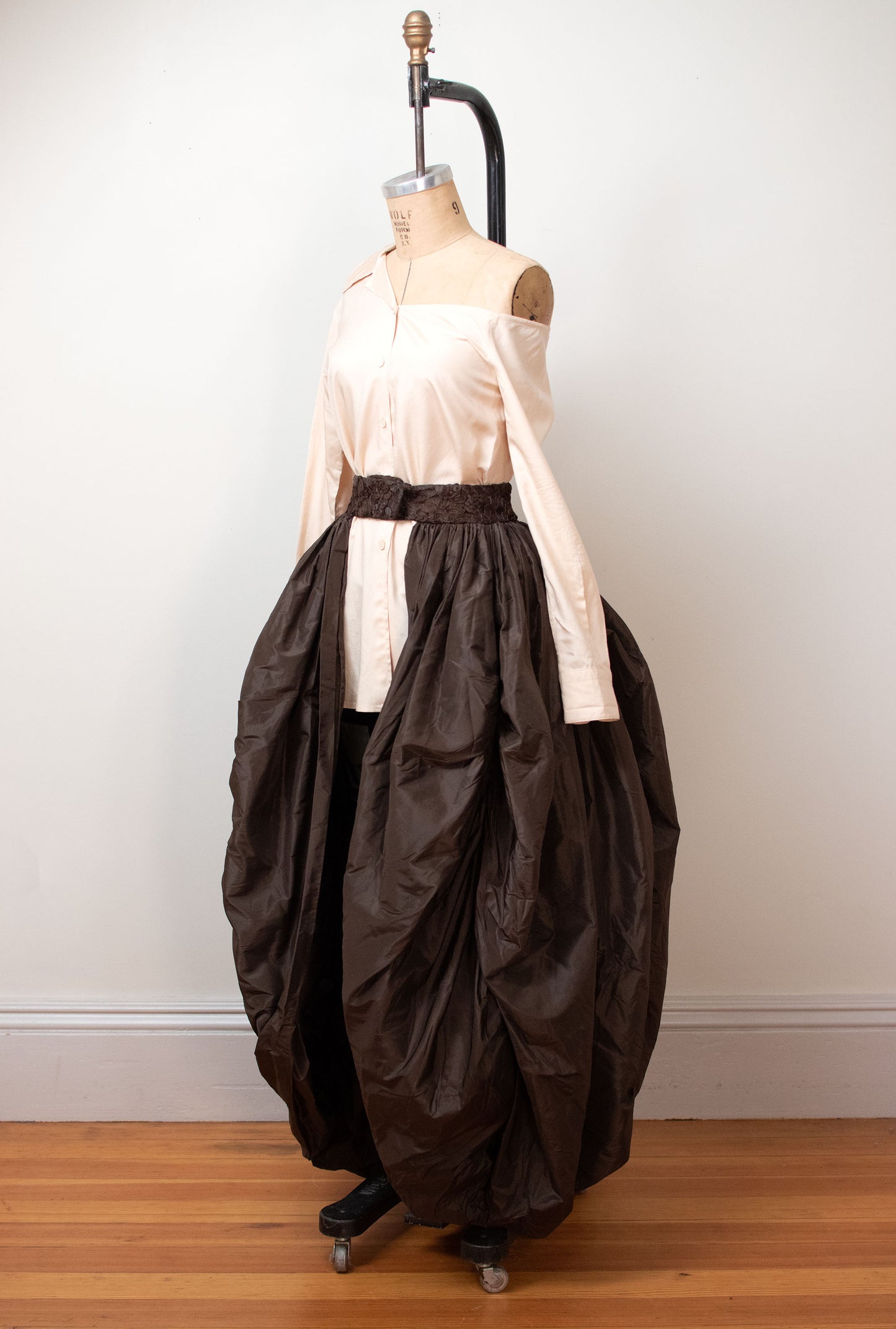 1980s Brown Silk Overskirt