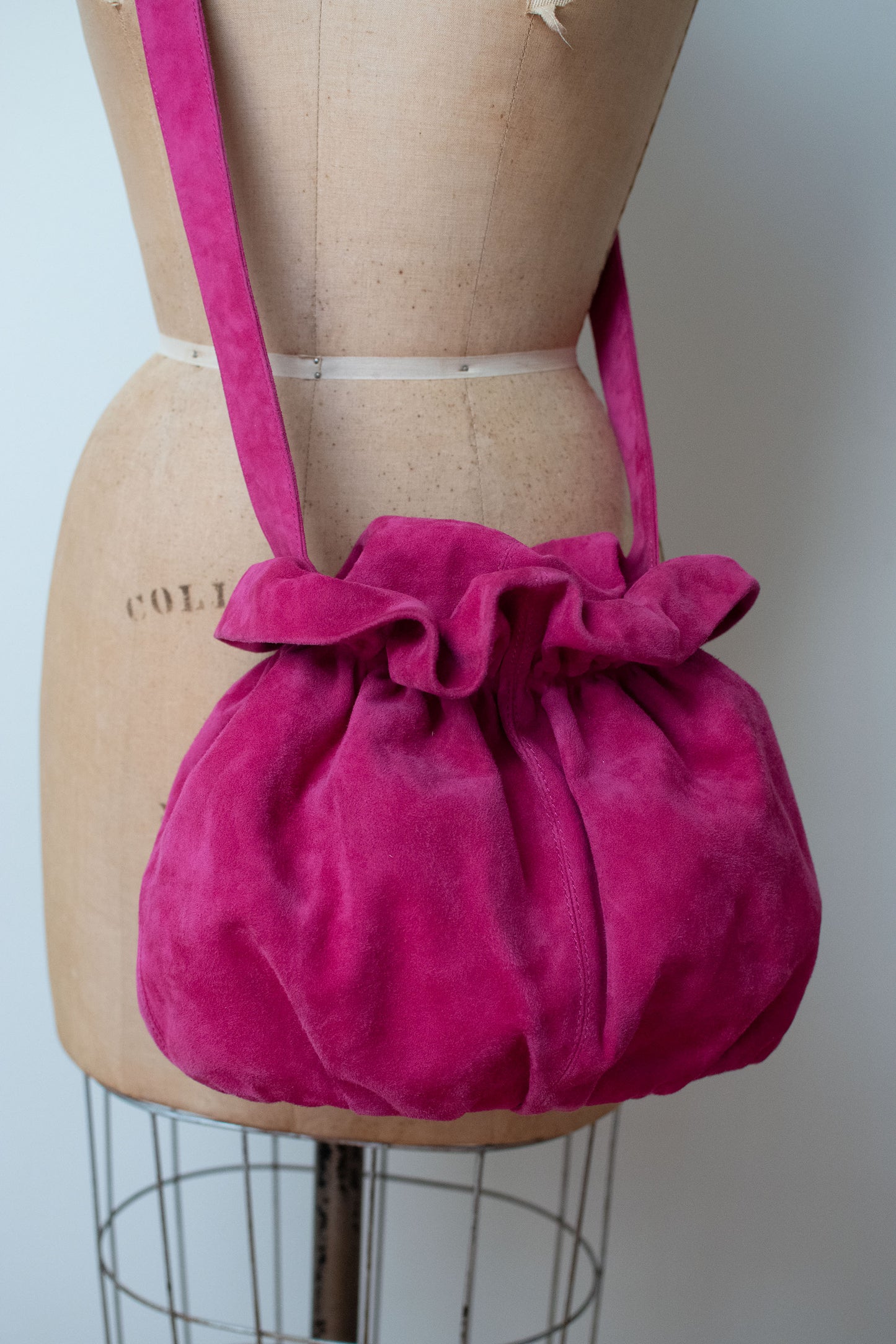 1990s Fuchsia Suede Purse | Donna Karan