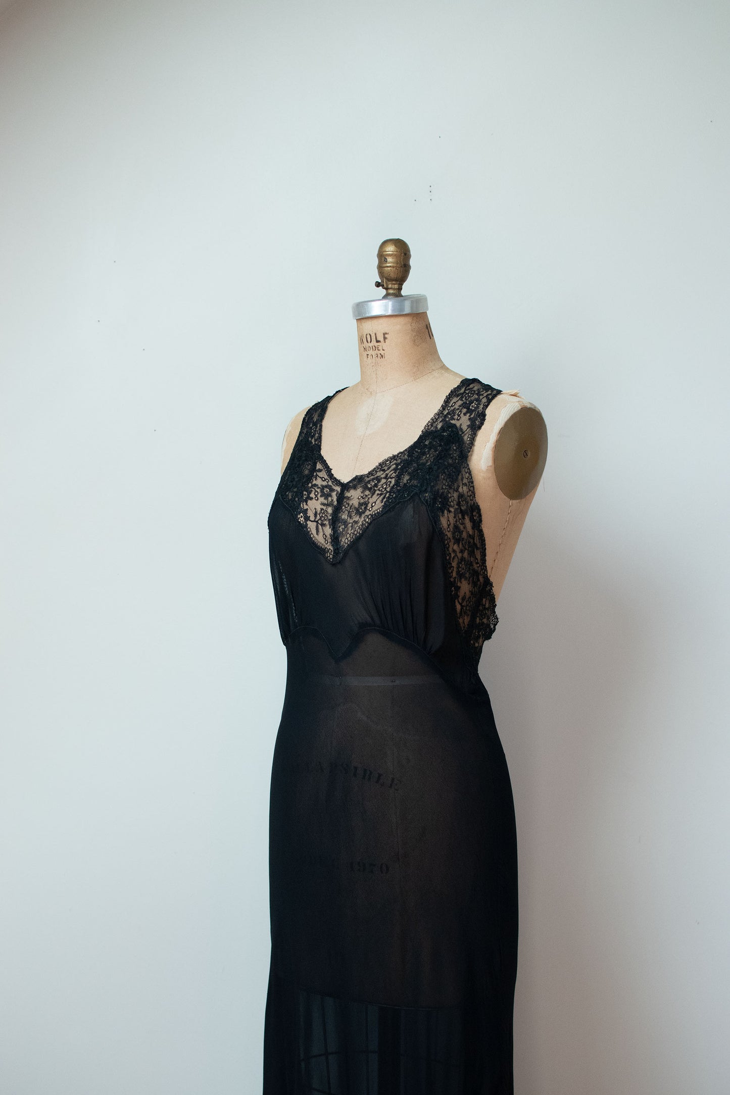 1930s Black Rayon Nightgown