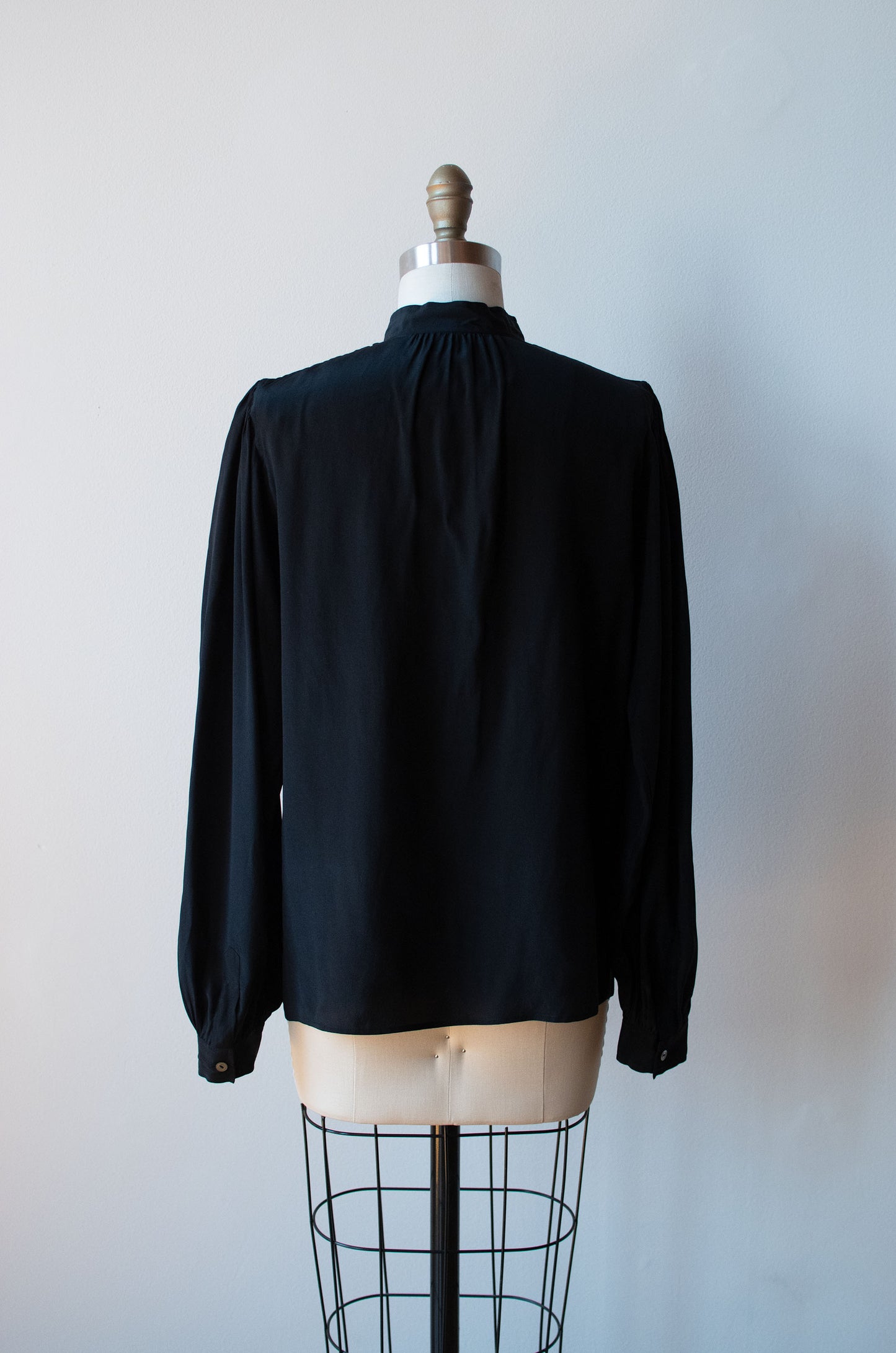 Black Silk Bishop Sleeve Blouse | Yves Saint Laurent Rive Gauche