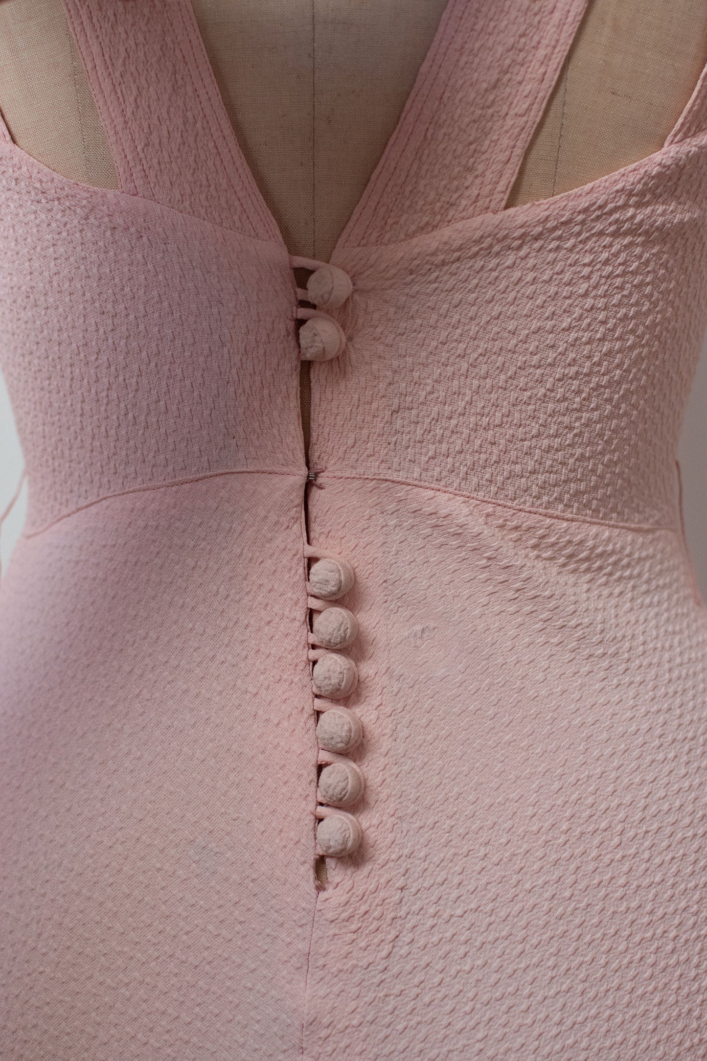 1930s Pink Crepe Gown