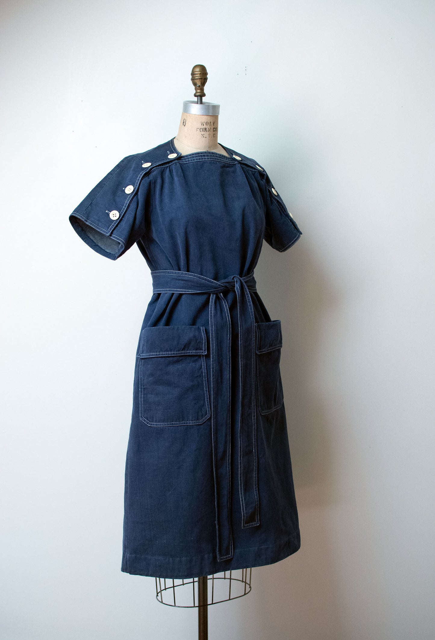 1970s Brushed Denim Dress