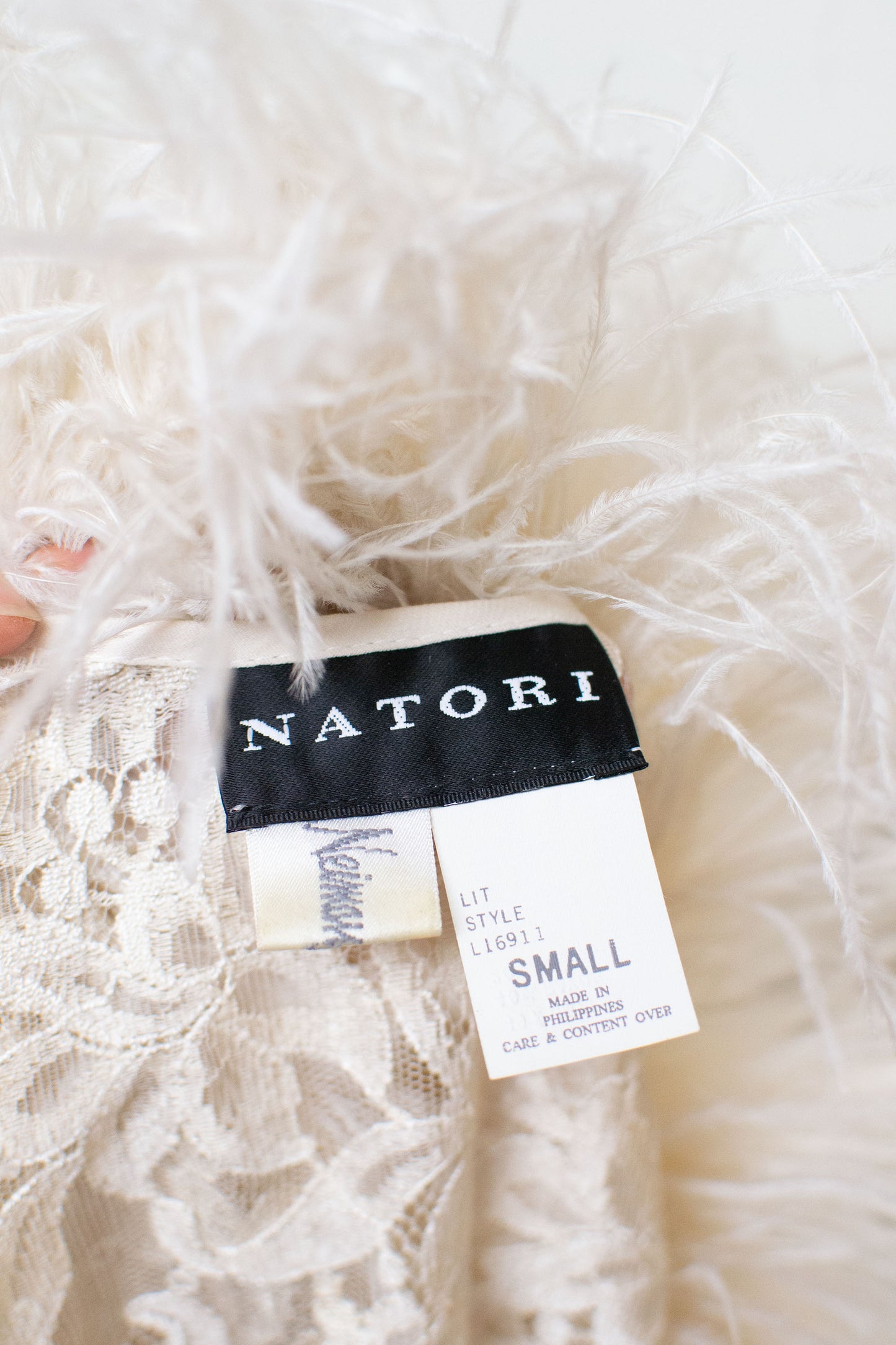 1980s Lace Feather Trim Robe | Natori