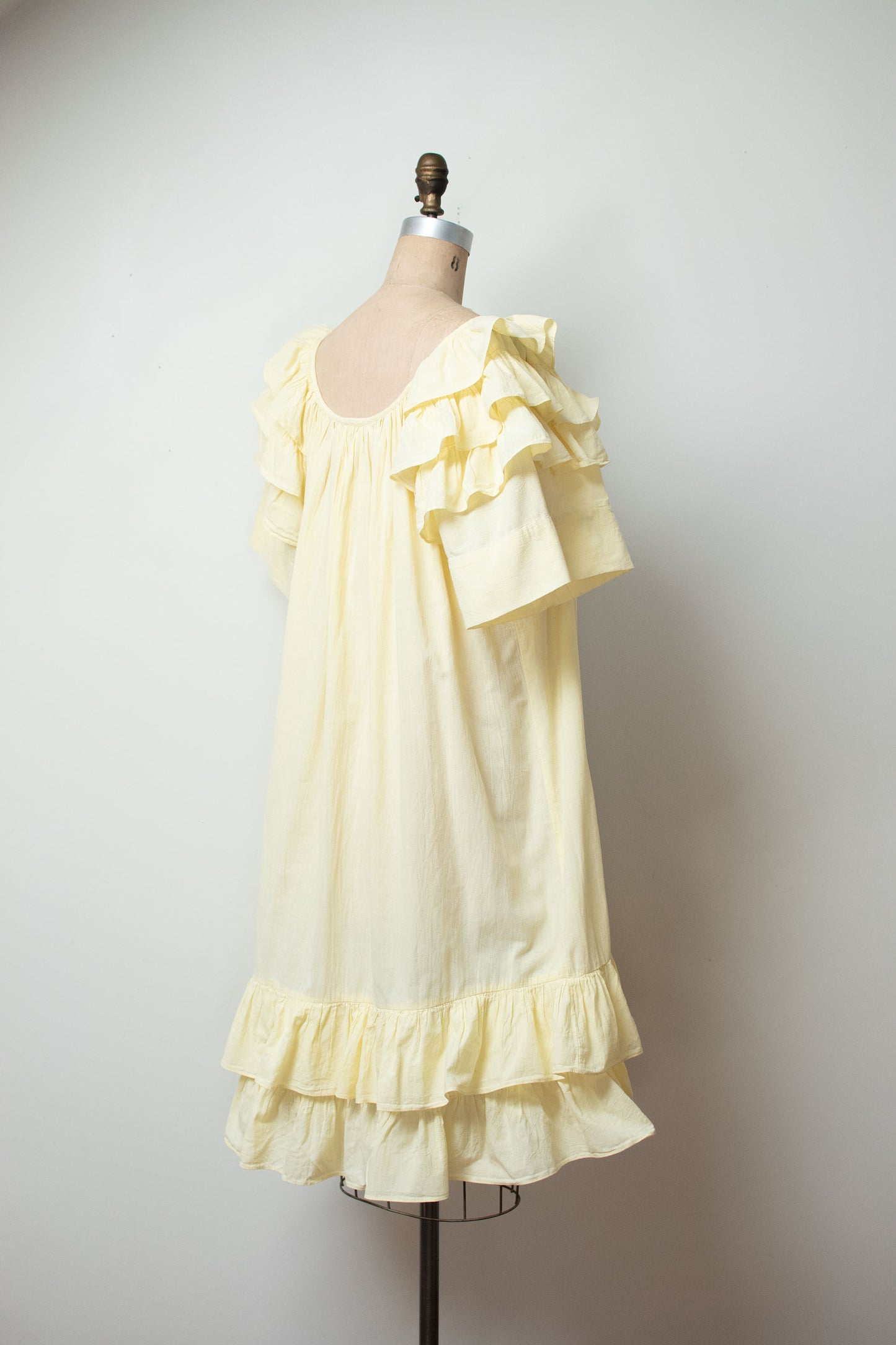 1980s Ruffled Yellow Dress