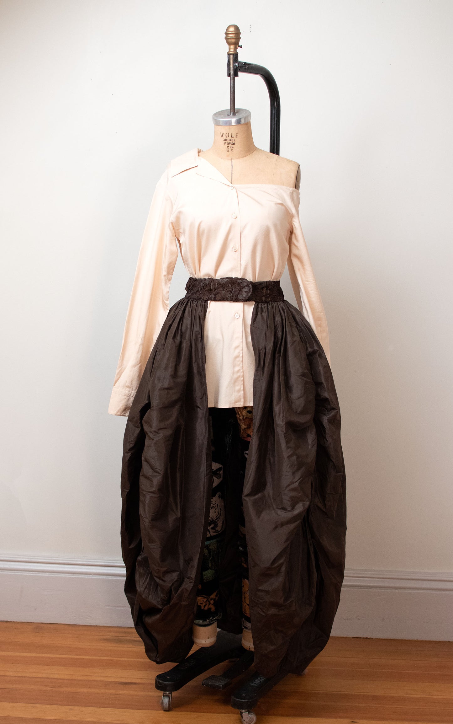 1980s Brown Silk Overskirt