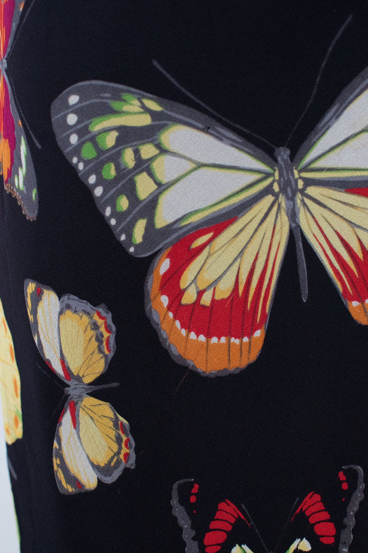 1990s Silk Butterfly Print Dress