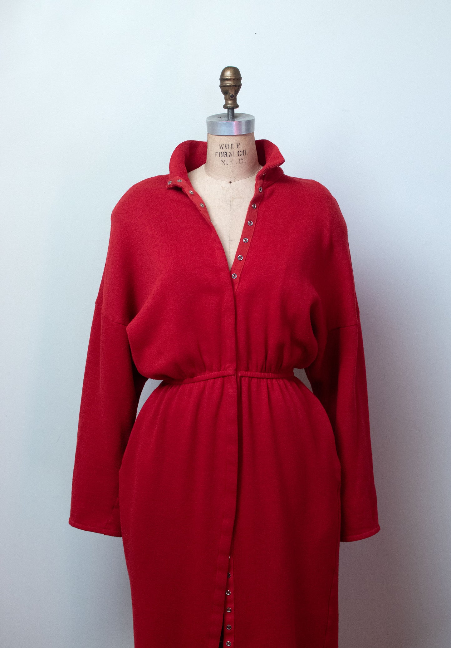 1980s Red Snap Front Sweatshirt Dress | Norma Kamali
