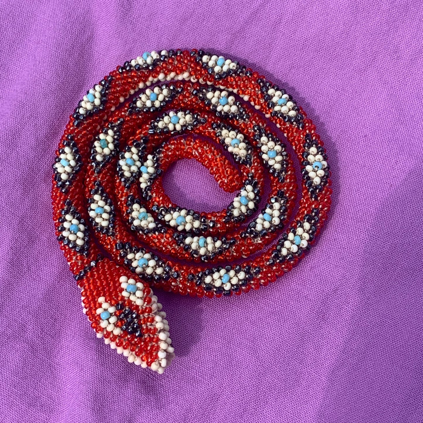 Custom Bead Crochet Snake Necklace | Diamond Pattern