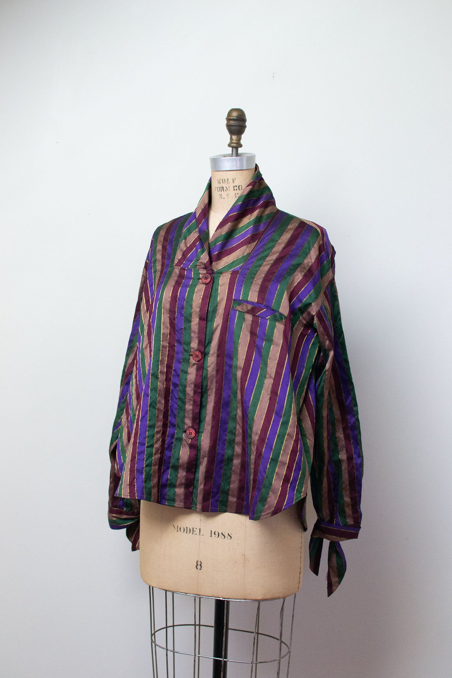 1990s 90s Striped Silk Blouse | Romeo Gigli