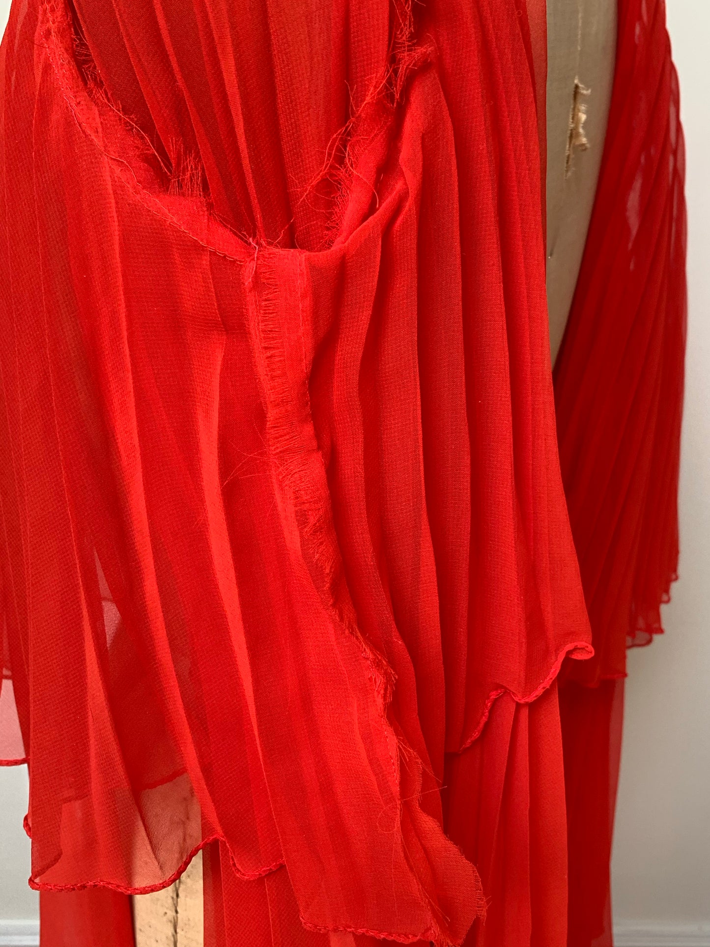 1970s Red Trumpet Sleeve Pleated Jacket