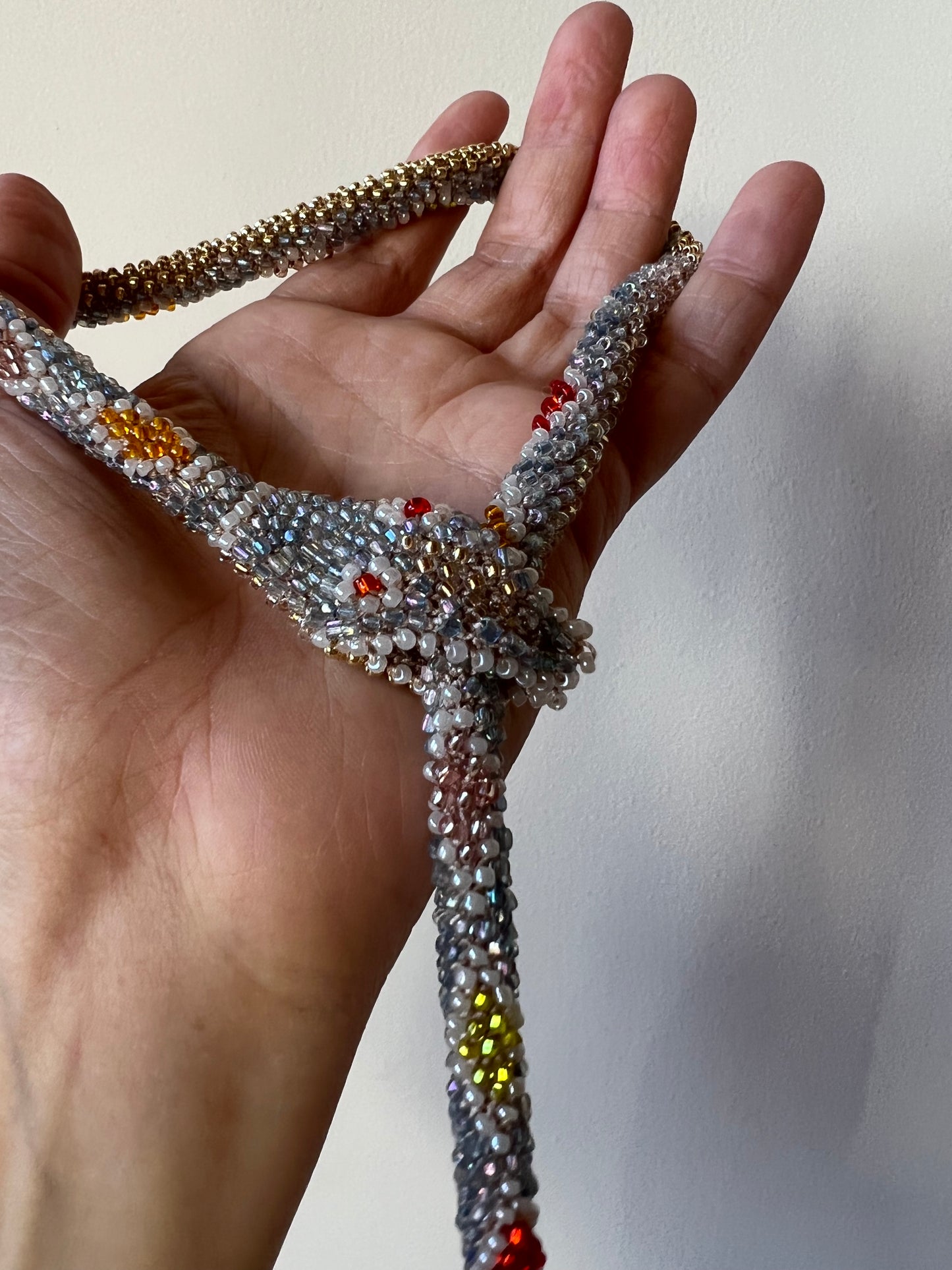 Bead Crochet Snake Diamond | Pale Blue