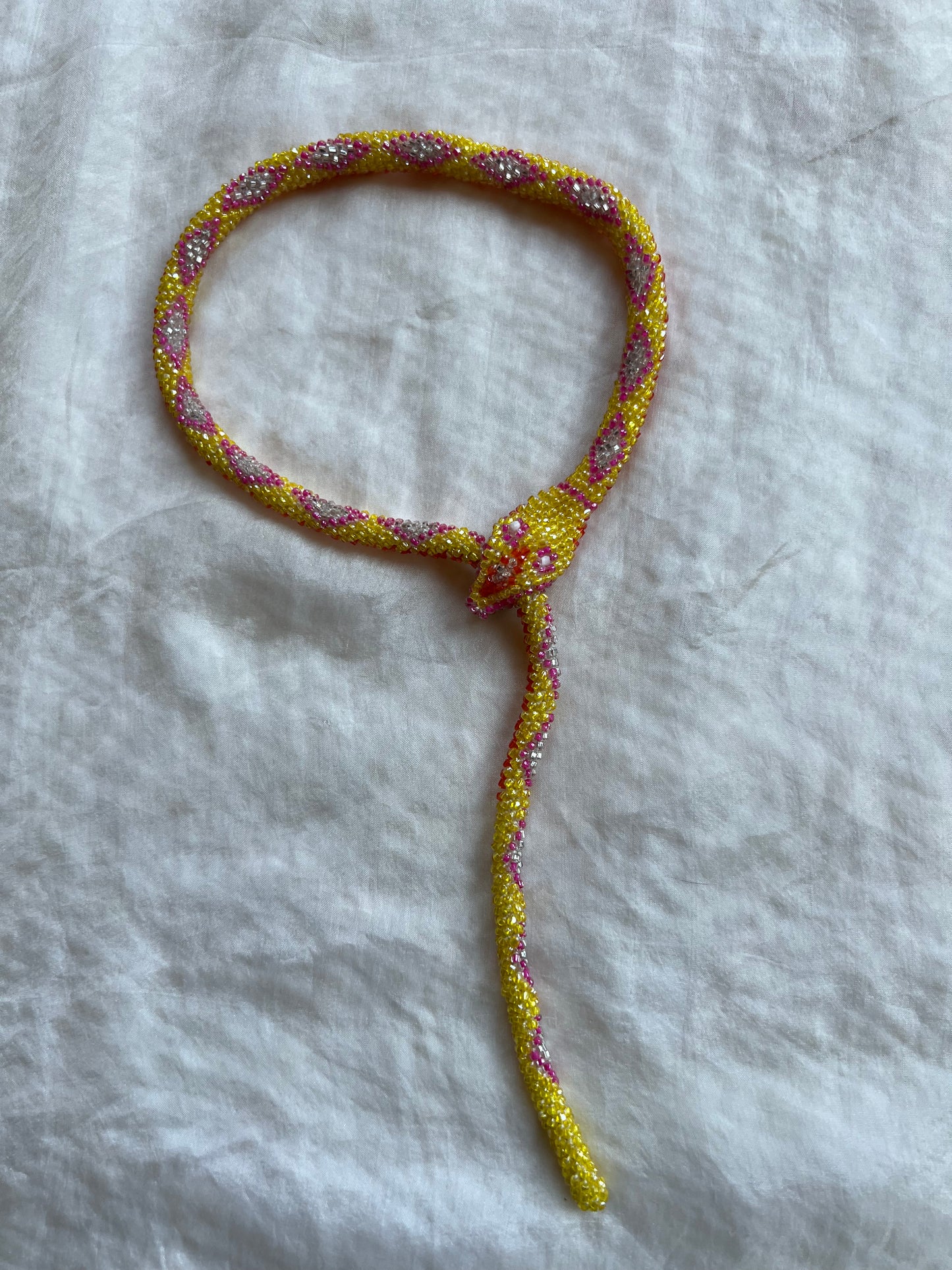 Bead Crochet Snake | Yellow