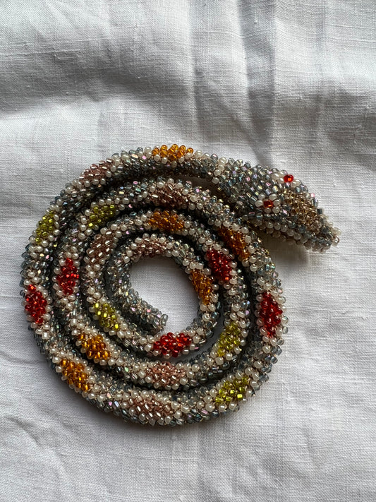 Bead Crochet Snake Diamond | Pale Blue