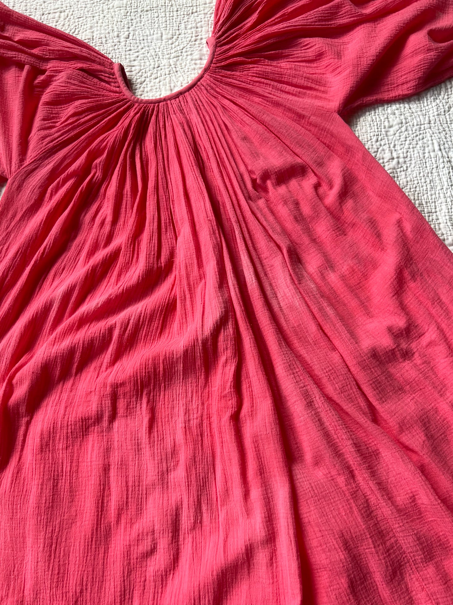 1970s Watermelon Gauze Dress