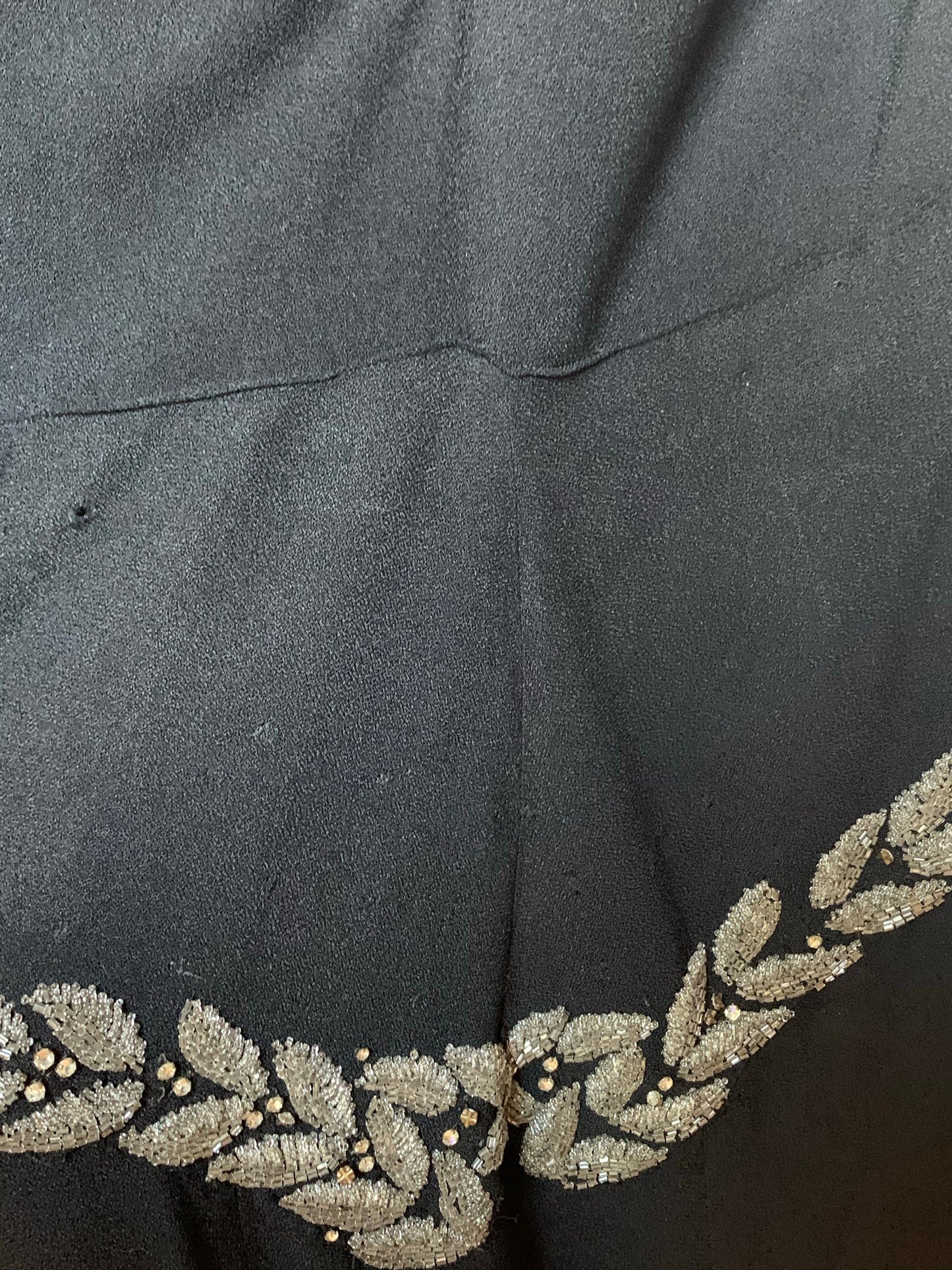 1940s Black Rayon Beaded Gown | AS IS