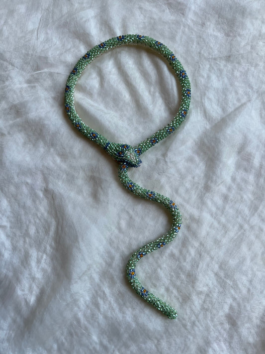 Bead Crochet Snake | Sparkly Seafoam