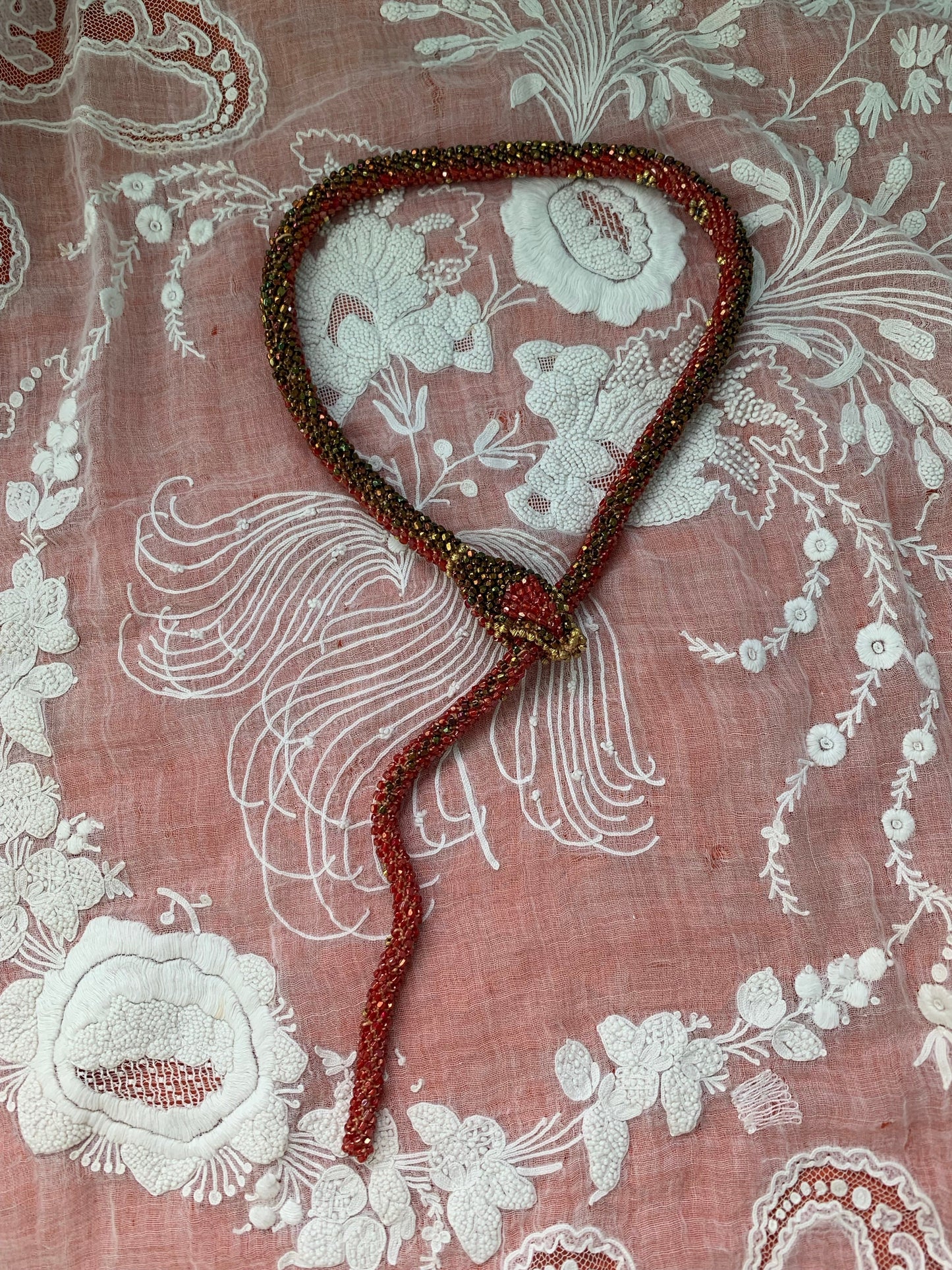 Bead Crochet Snake | Red Flower