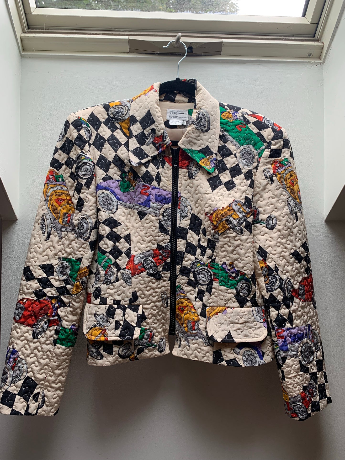 1990s Quilted Silk Racing Print Coat